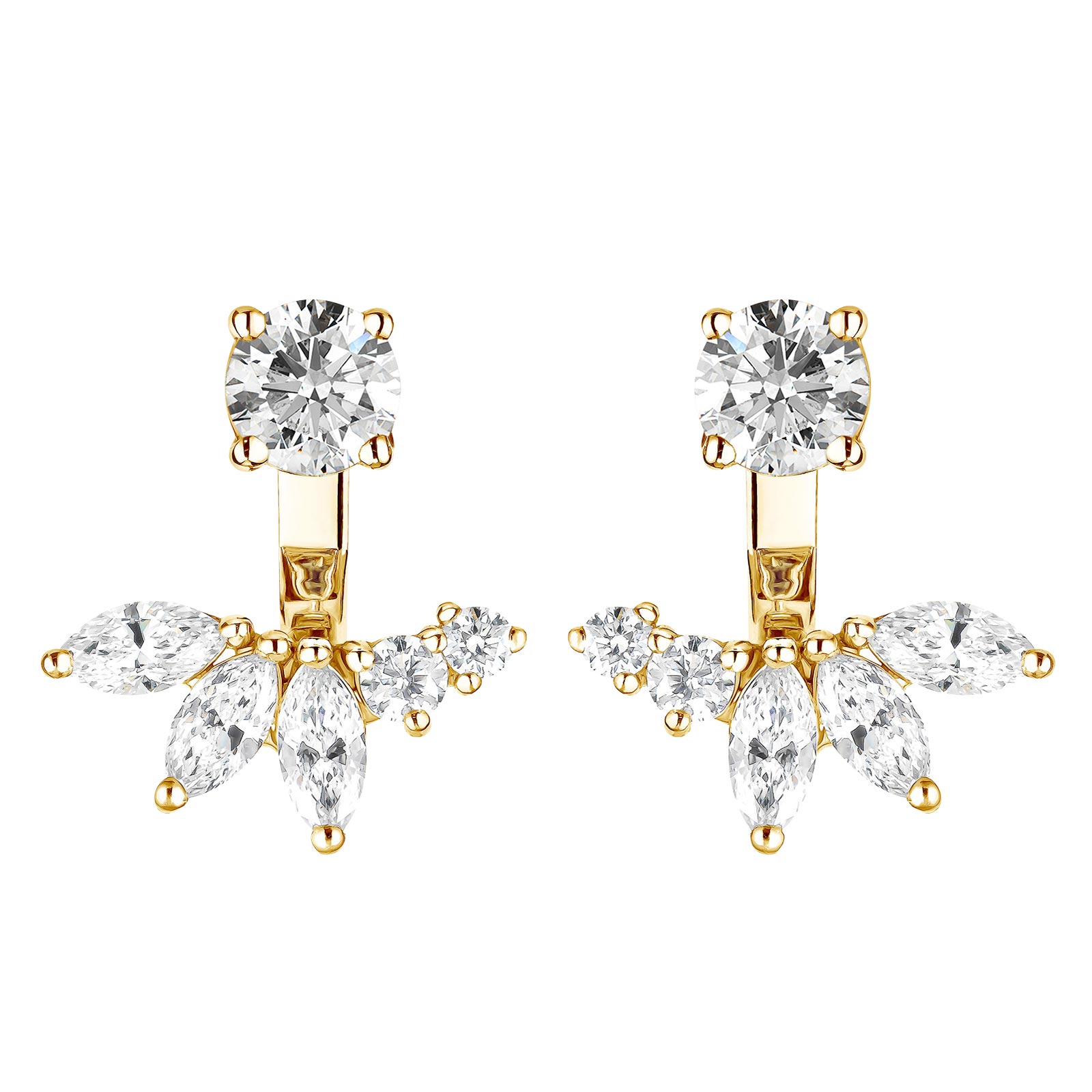 Boucles d'oreilles Or jaune Diamant EverBloom Symétriques 1