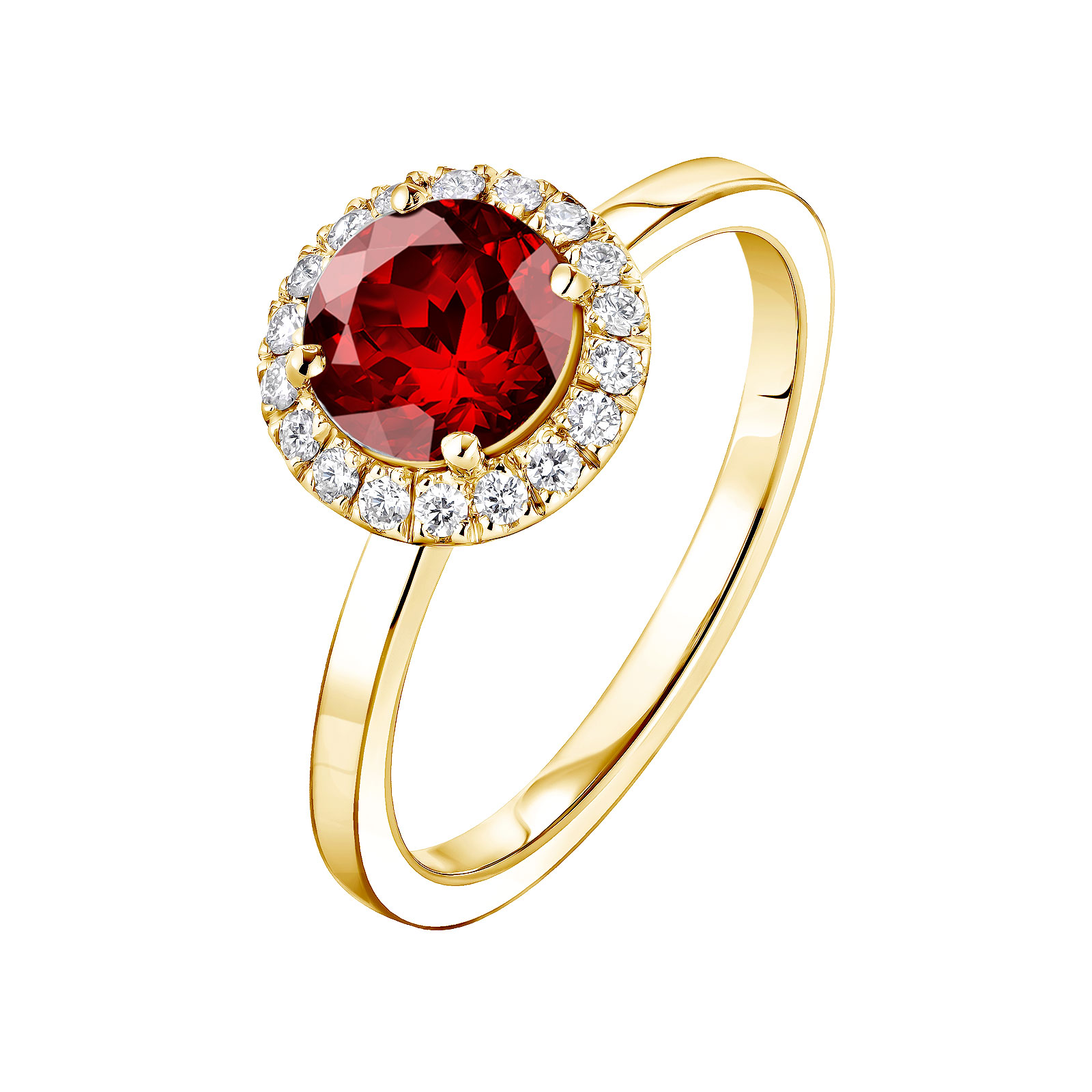 Ring Gelbgold Granat und diamanten Rétromantique L 1