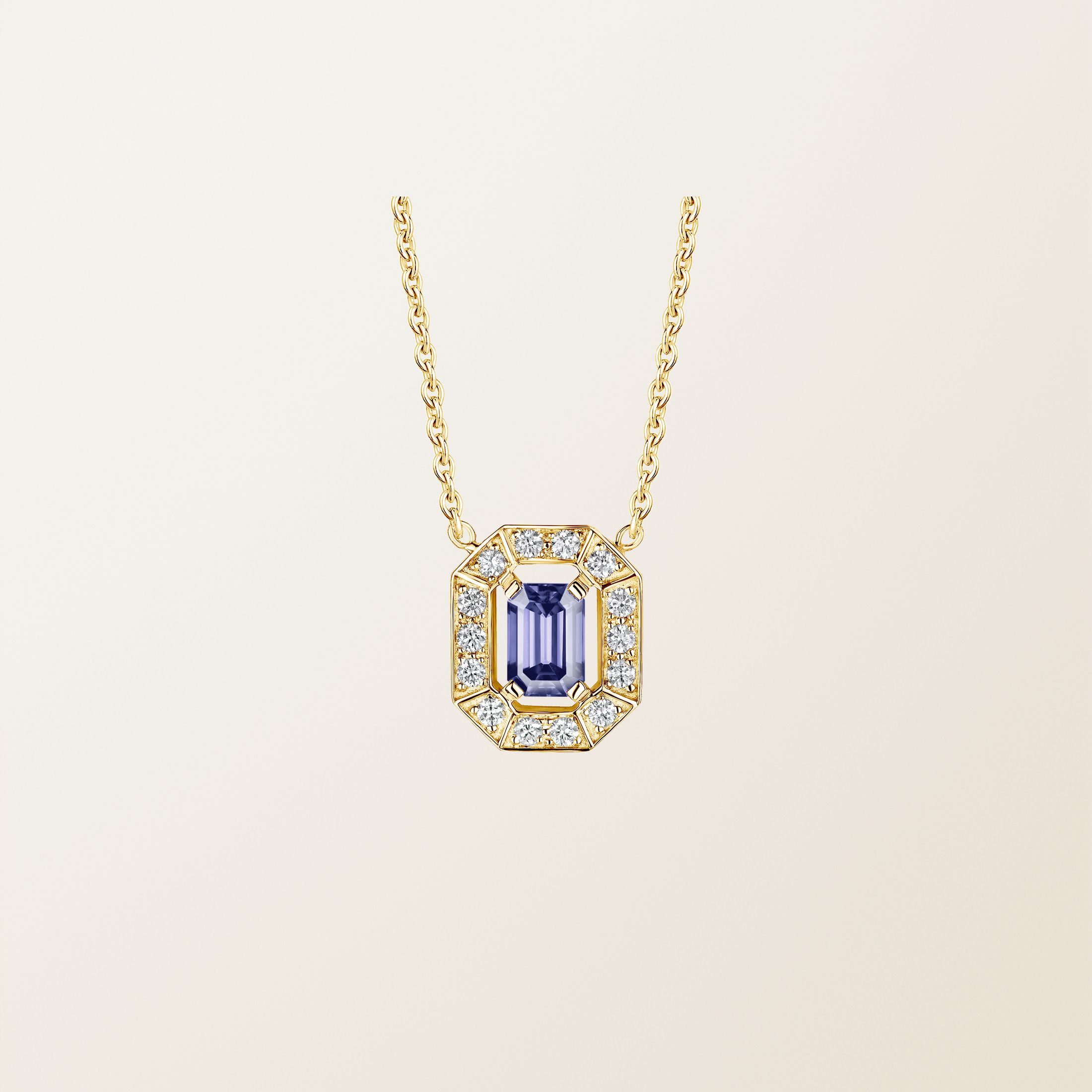 Pendant Yellow gold Tanzanite and diamonds Art Déco 1