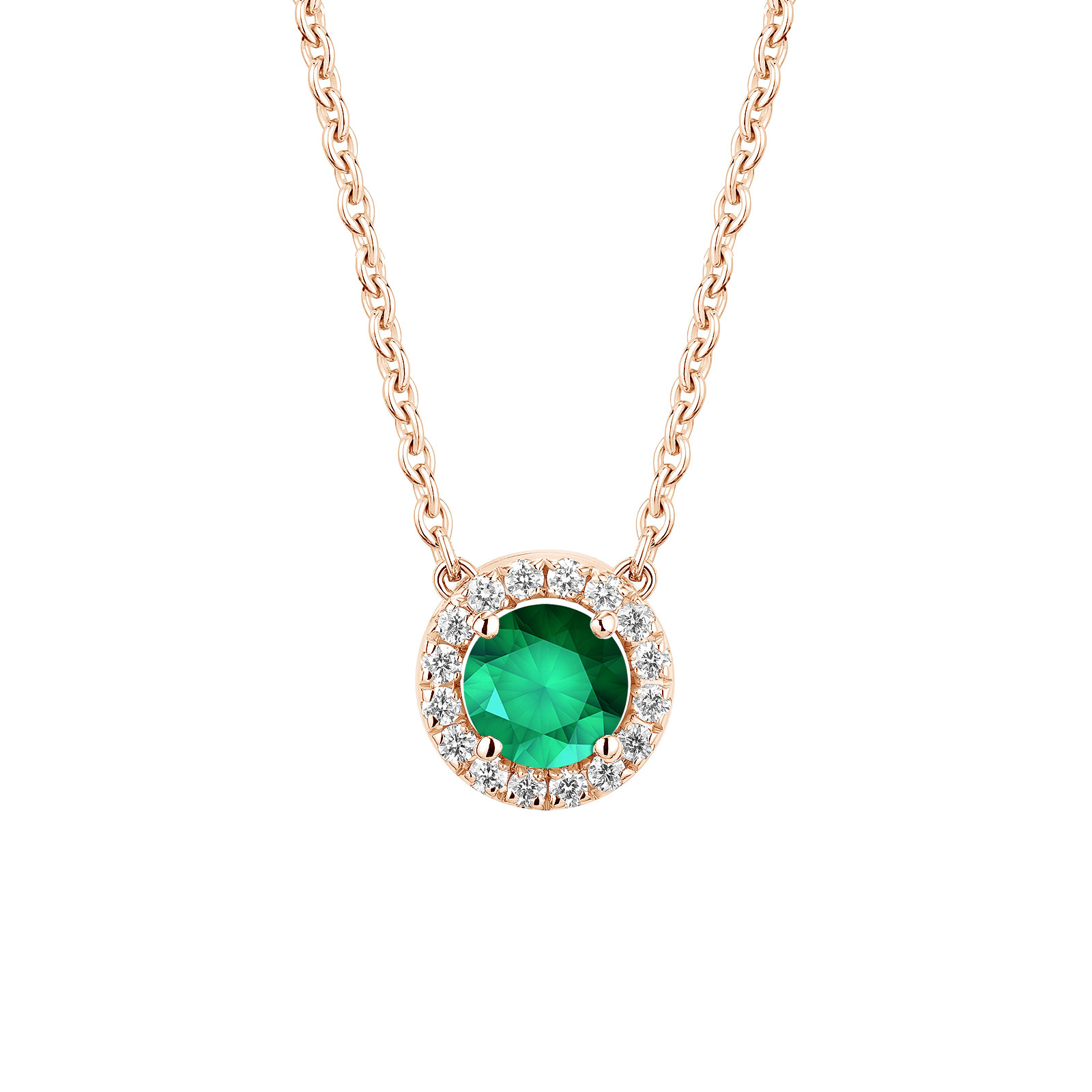 Anhänger Roségold Smaragdgrün und diamanten Rétromantique S 1