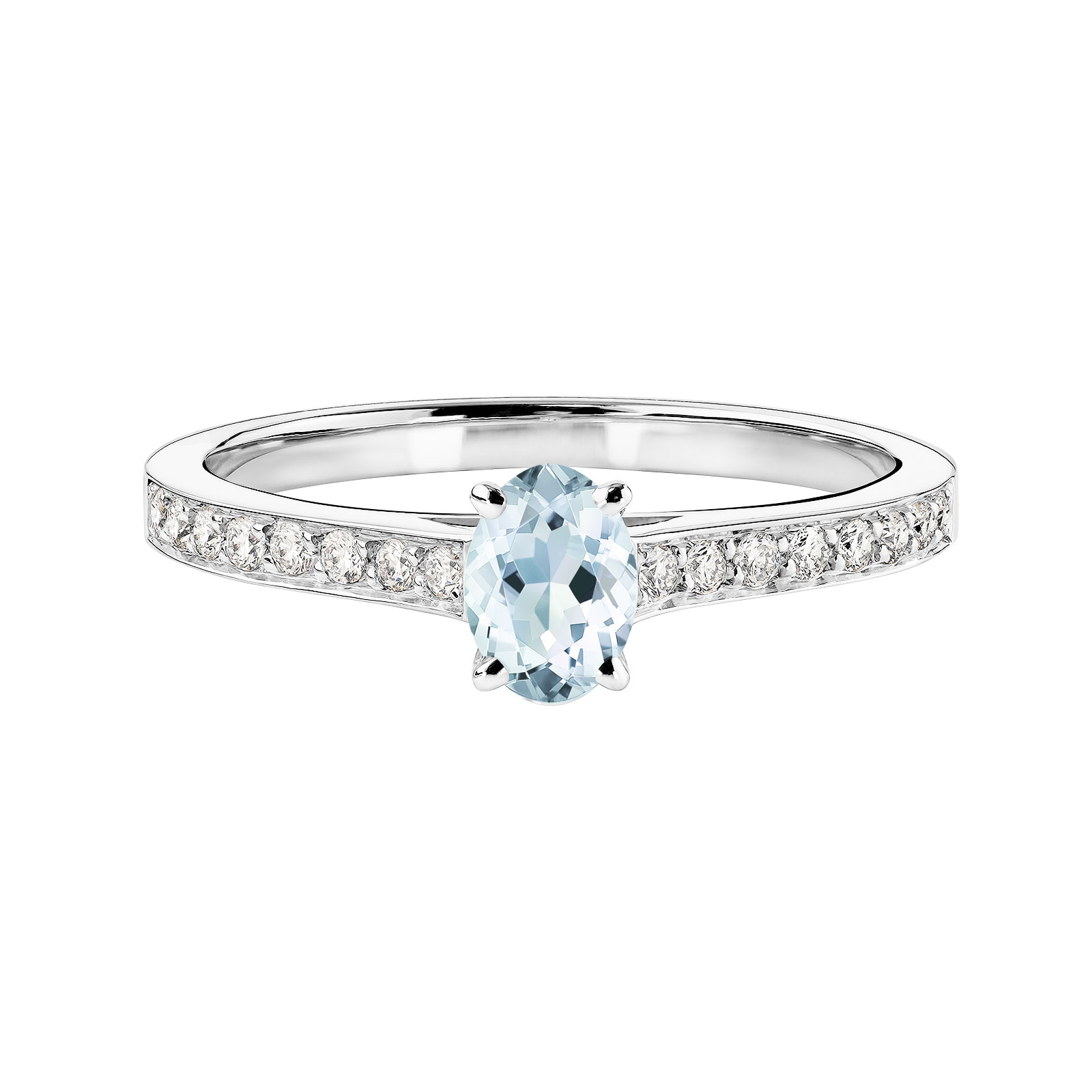 Ring White gold Aquamarine and diamonds Lady Ovale Pavée 1