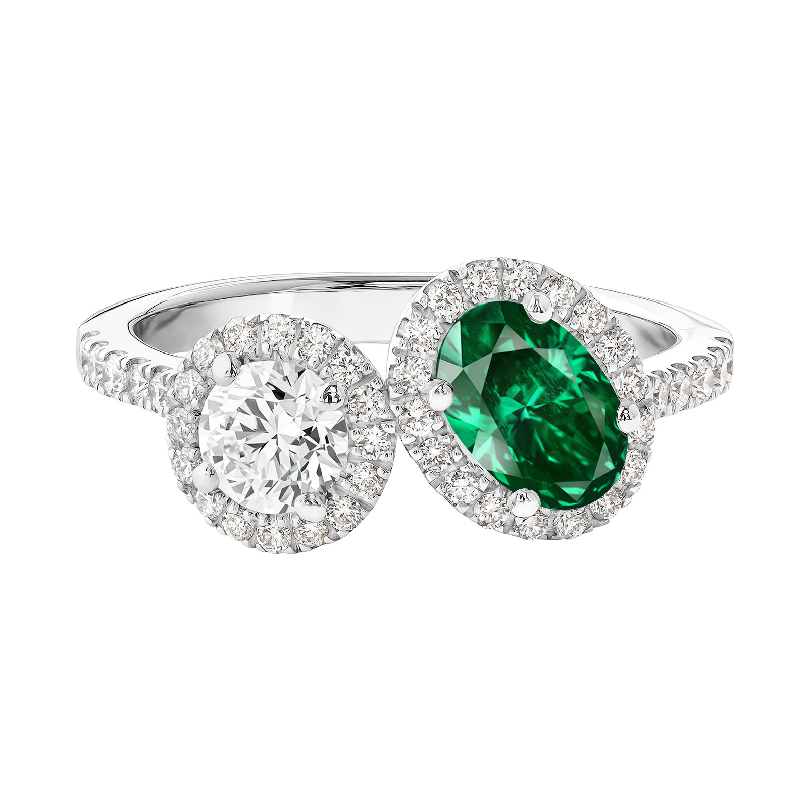 Ring White gold Emerald and diamonds AlterEgo Ovale L 1