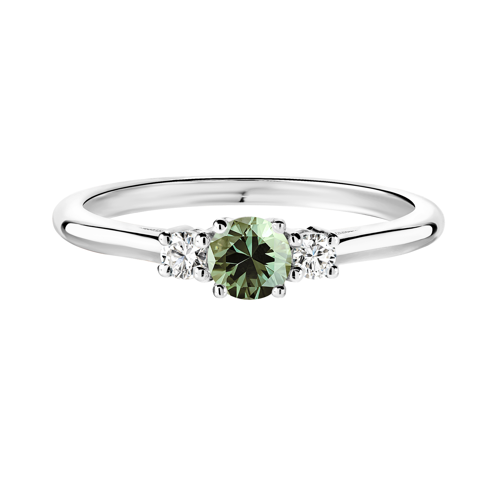 Ring Platinum Green Sapphire and diamonds Baby Lady Duo 1