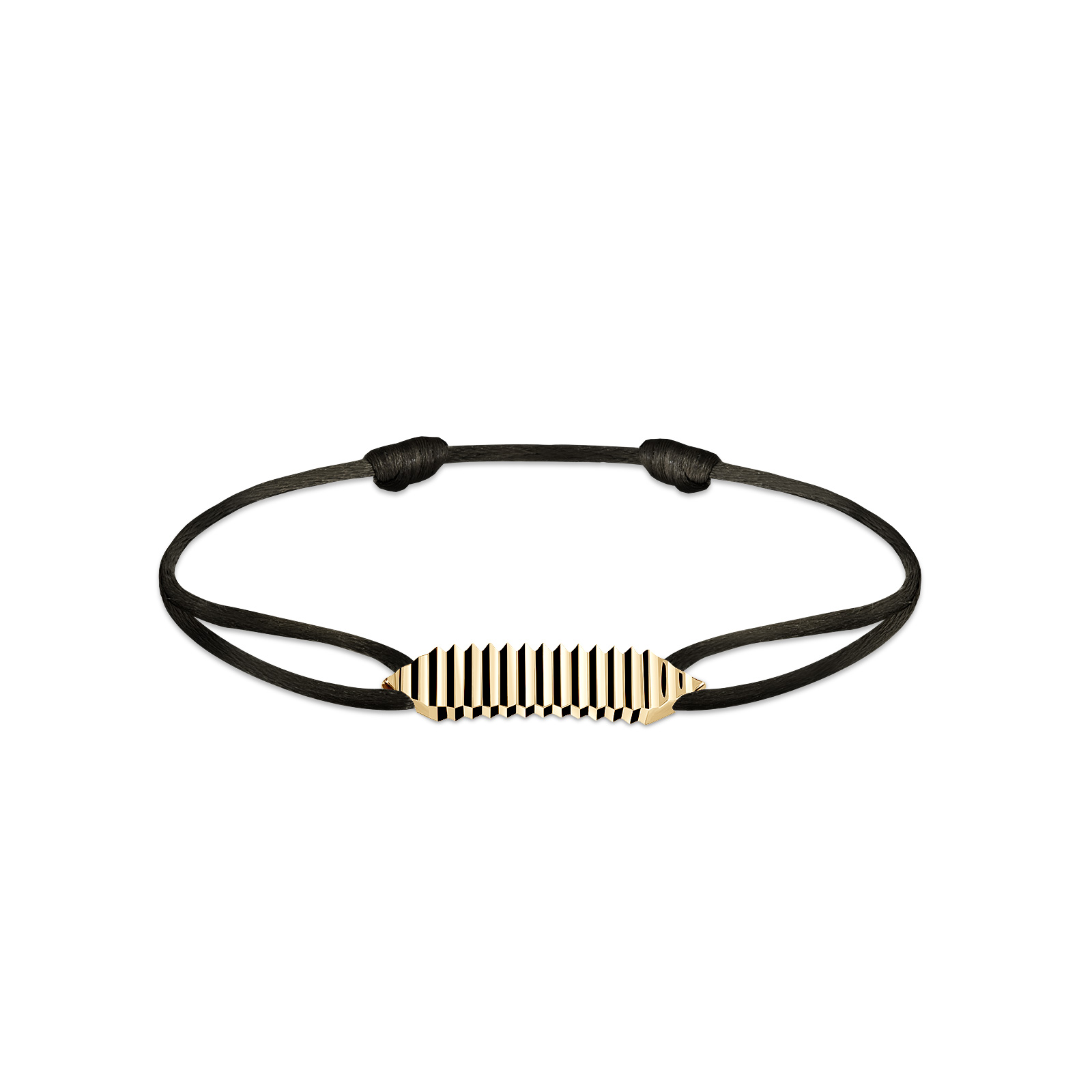 Entaille Crans Yellow Gold Black Cord Bracelet | Gemmyo