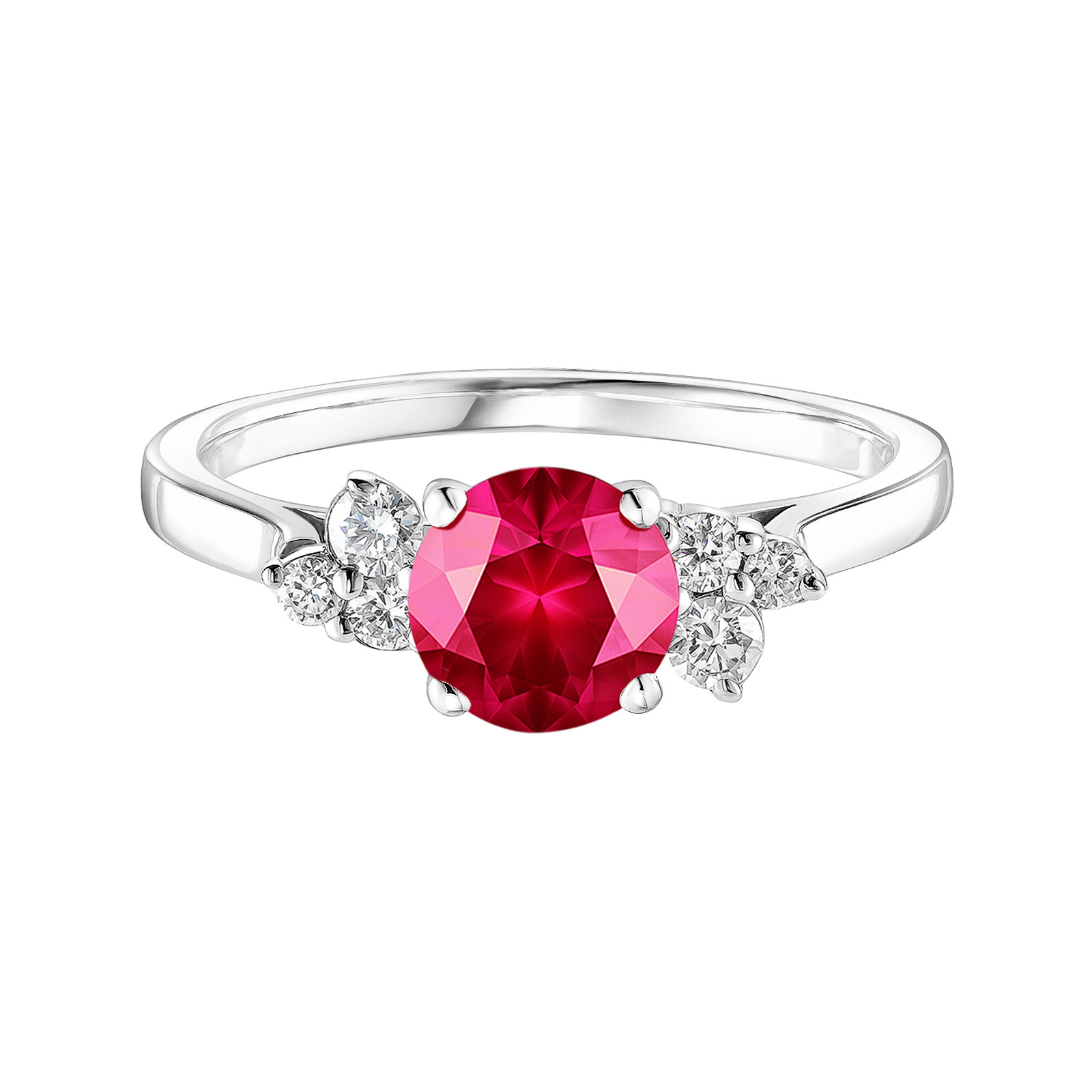 Ring Platinum Ruby and diamonds Baby EverBloom 6 mm 1
