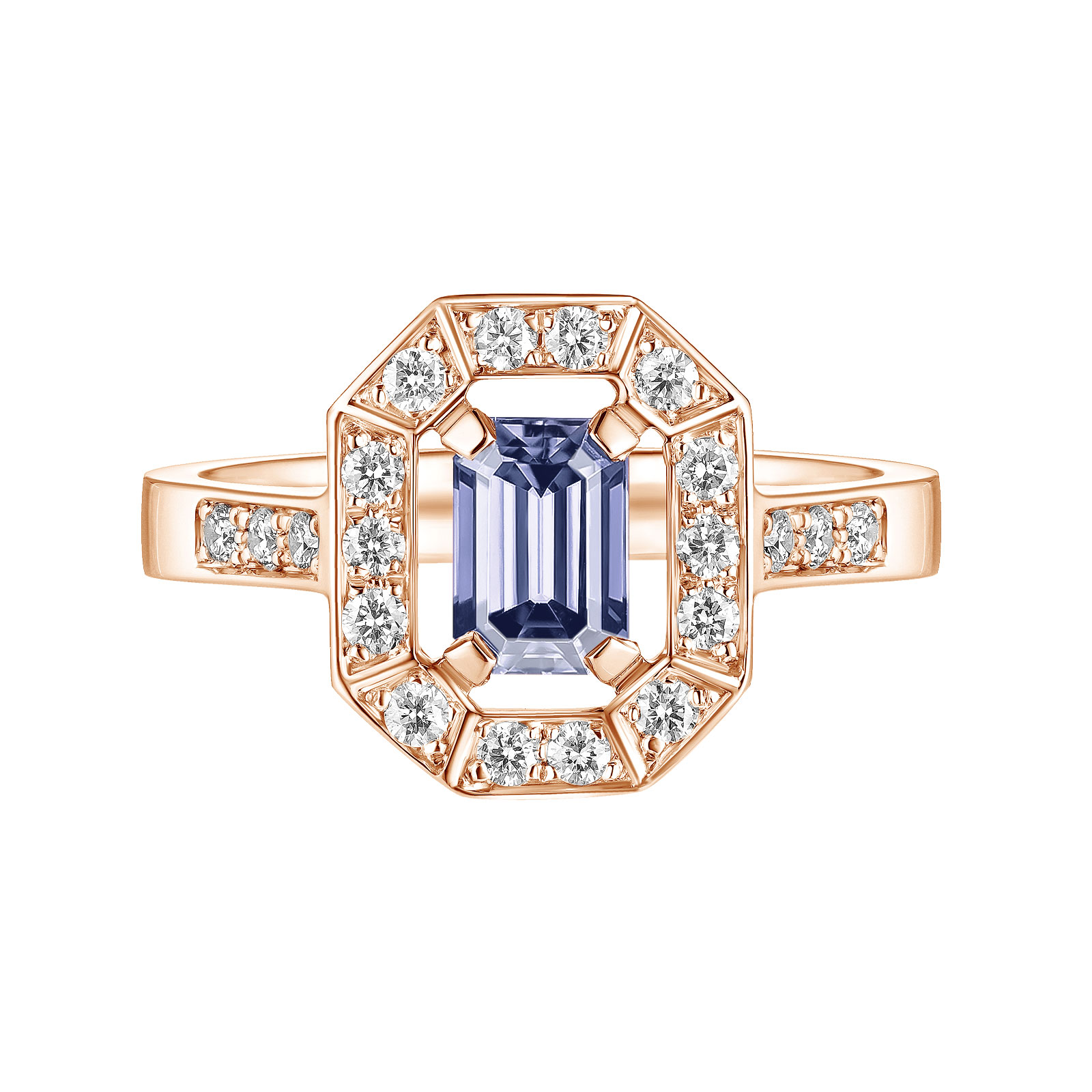 Ring Rose gold Tanzanite and diamonds Art Déco 1
