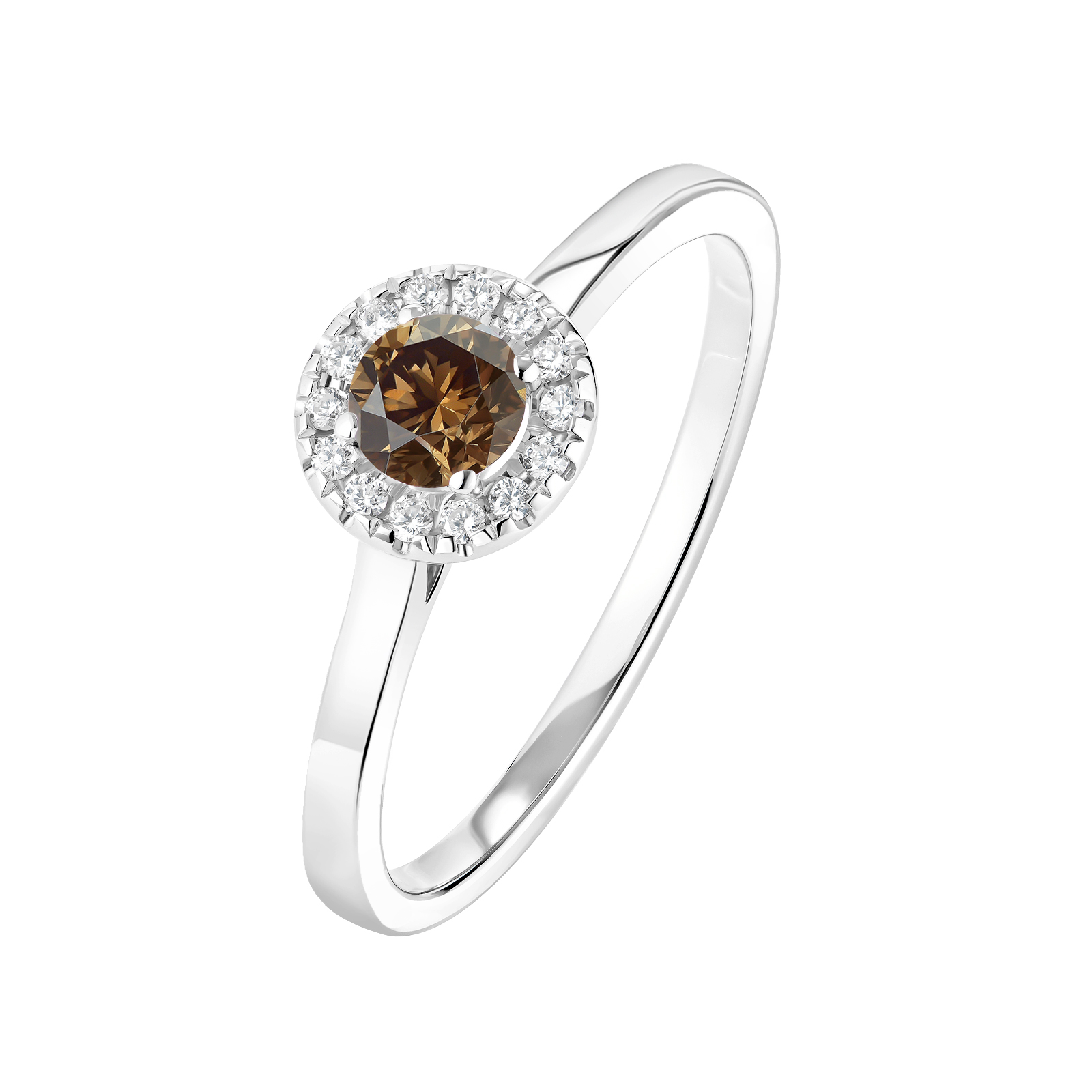 Ring White gold Chocolate Diamond and diamonds Rétromantique S 1