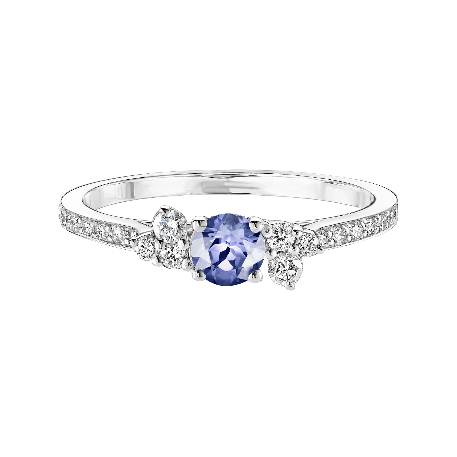 Ring White gold Tanzanite and diamonds Baby EverBloom Pavée 1
