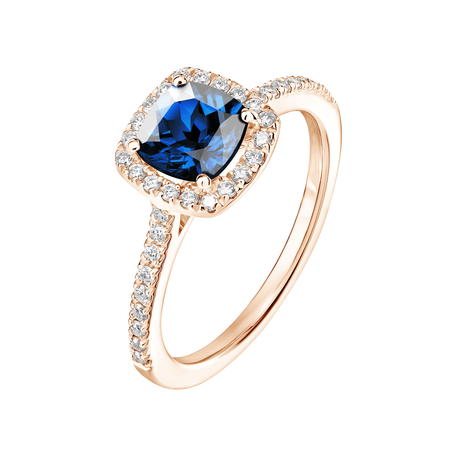 Ring Roségold Saphir und diamanten Rétromantique Coussin Pavée 1