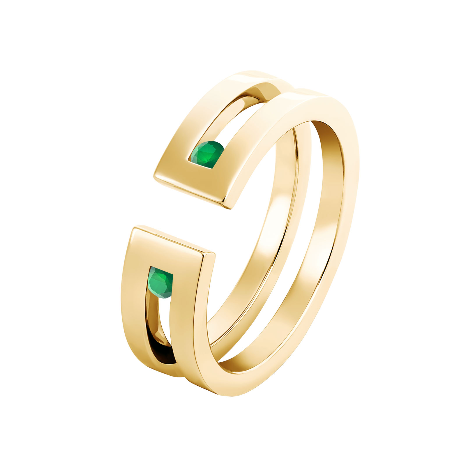 Ring Yellow gold Emerald Thésée Duo 1