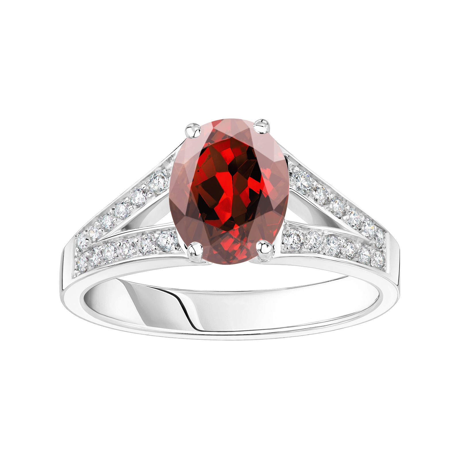 Ring Platin Granat und diamanten Rétromantique Tiare Pavée 1