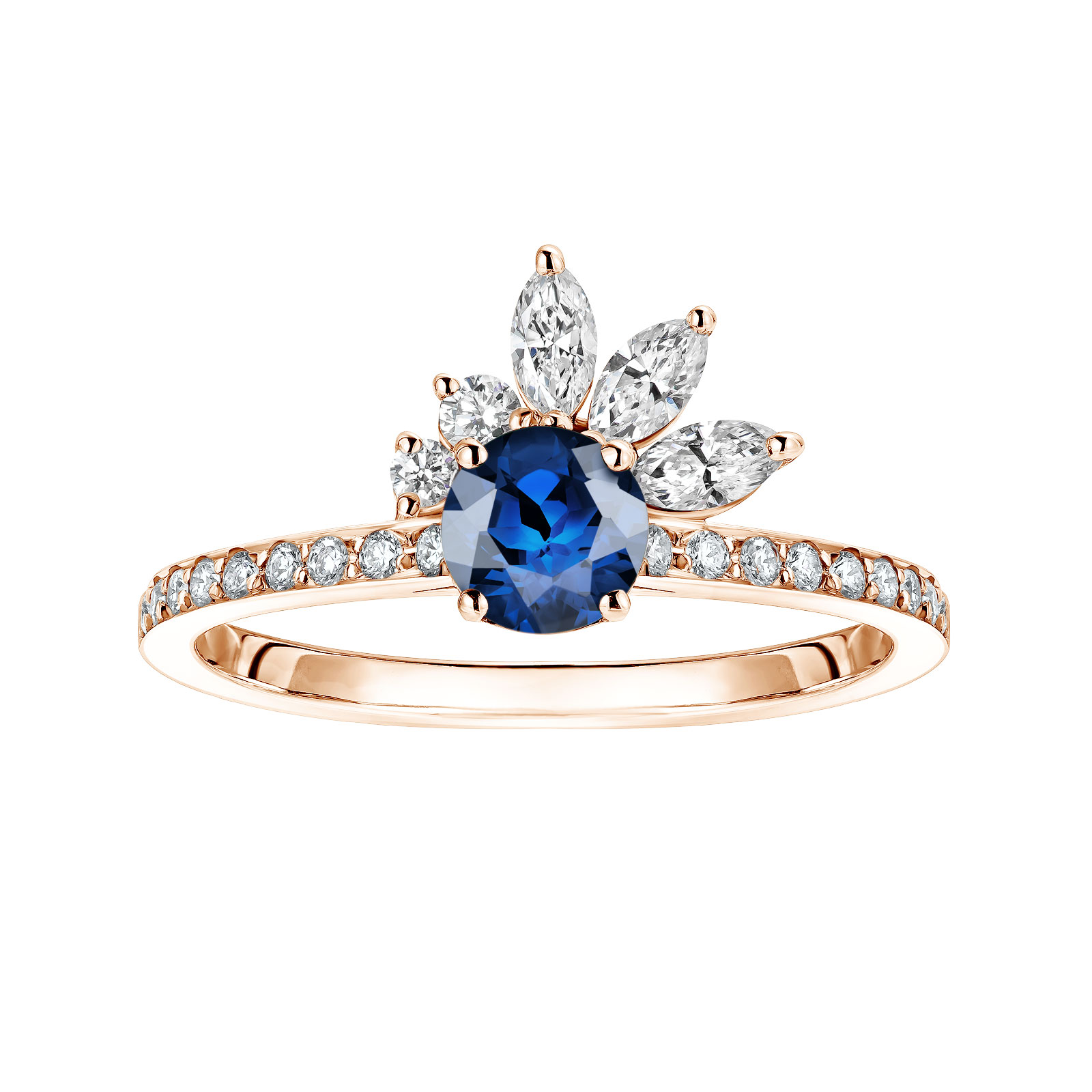 Ring Rose gold Sapphire and diamonds Little EverBloom Pavée 1
