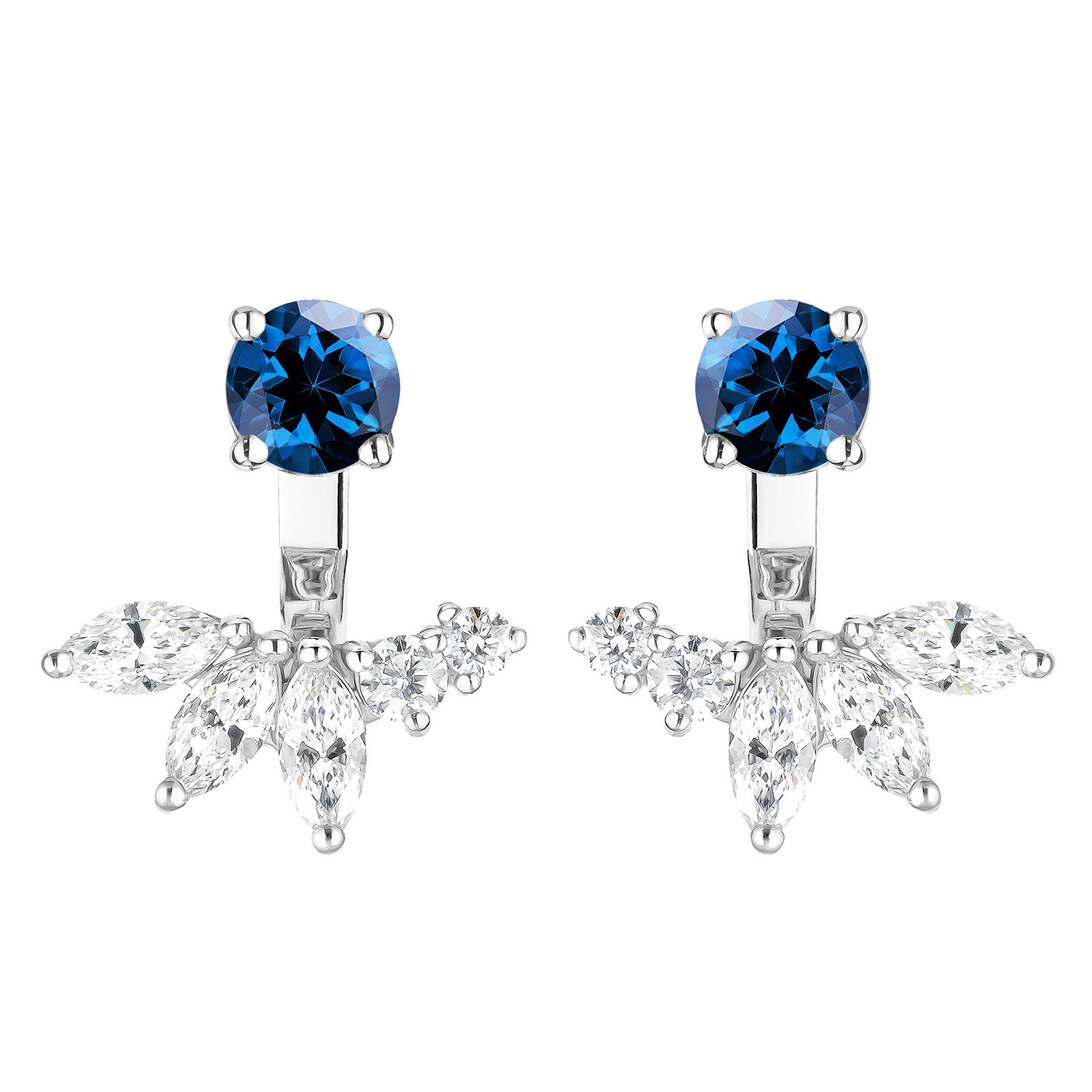 Boucles d'oreilles Or blanc Saphir et diamants EverBloom Symétriques 1