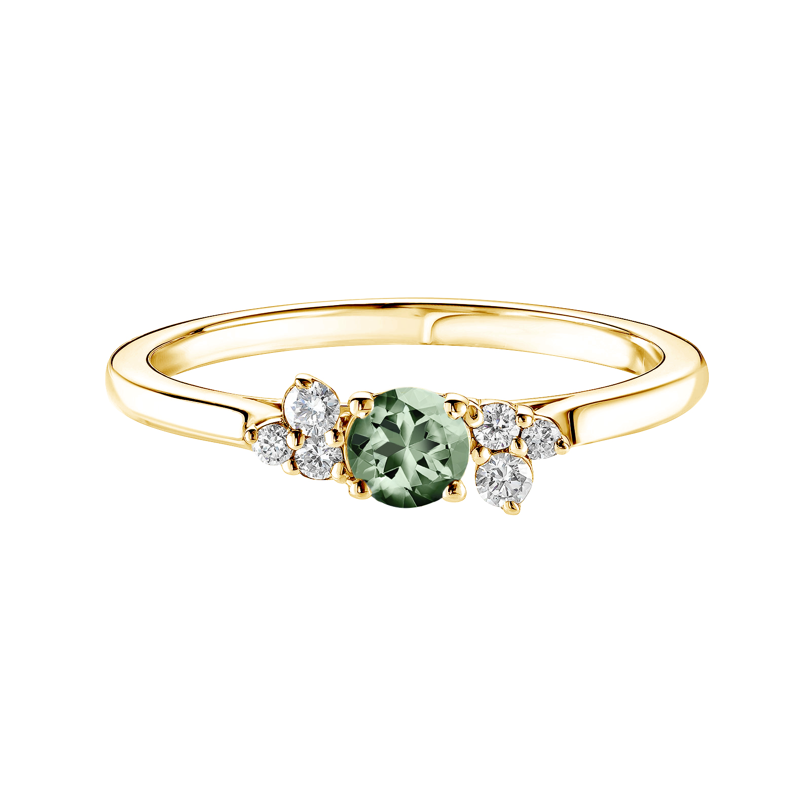 Ring Yellow gold Green Sapphire and diamonds Baby EverBloom 1