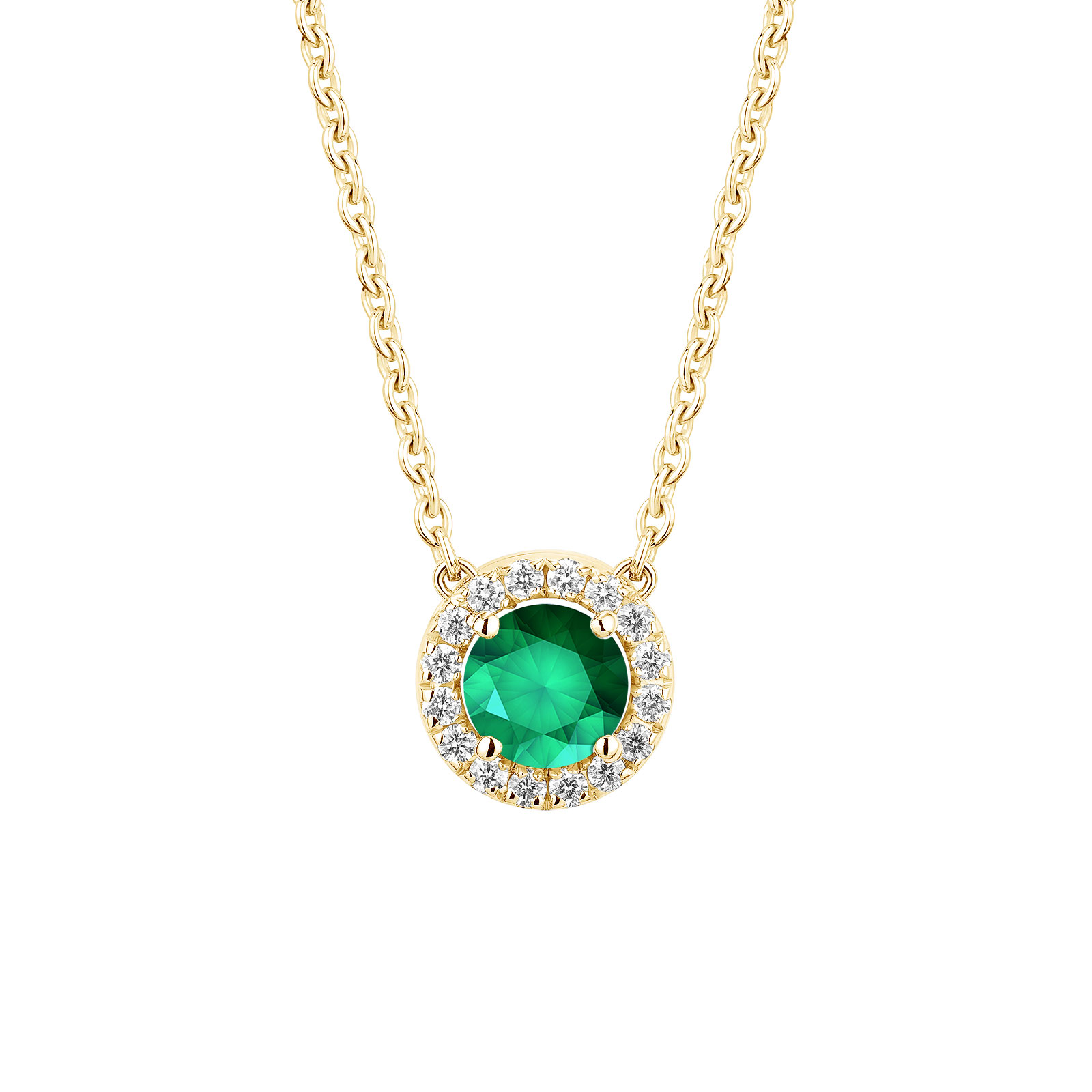 Pendant Yellow gold Emerald and diamonds Rétromantique S 1