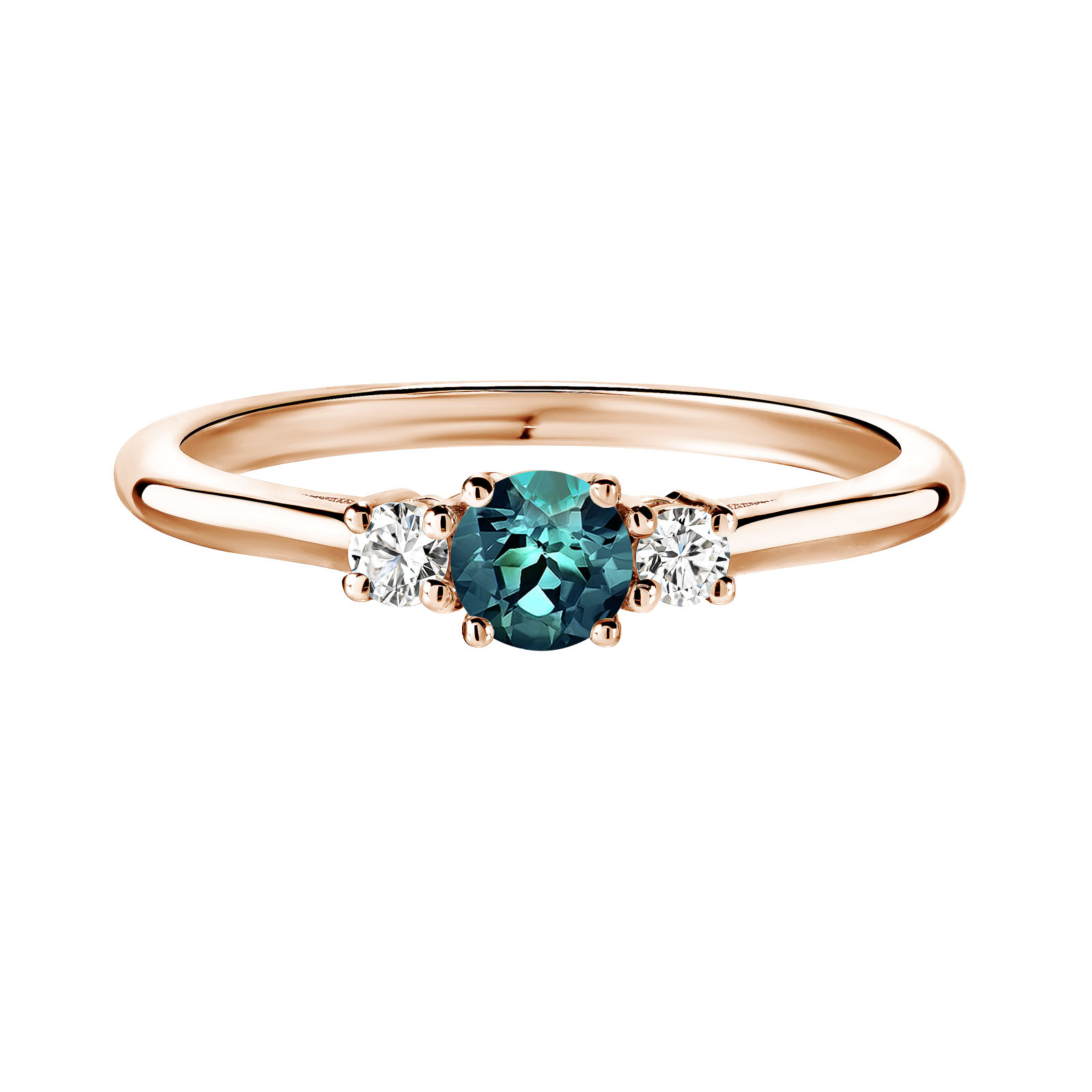 Ring Rose gold Teal Sapphire and diamonds Baby Lady Duo 1