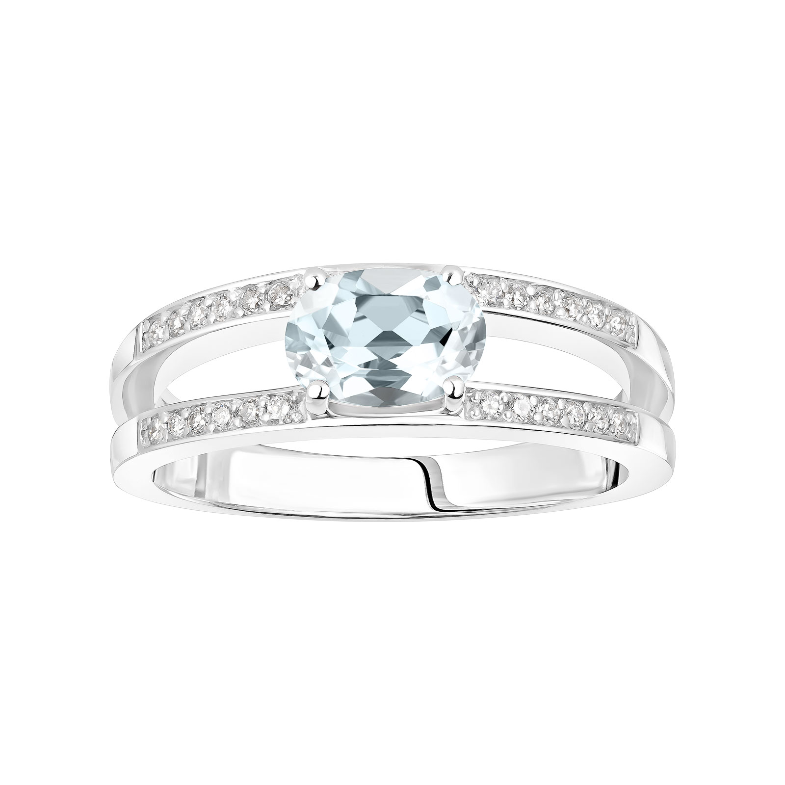 Ring White gold Aquamarine and diamonds Cassandra 1