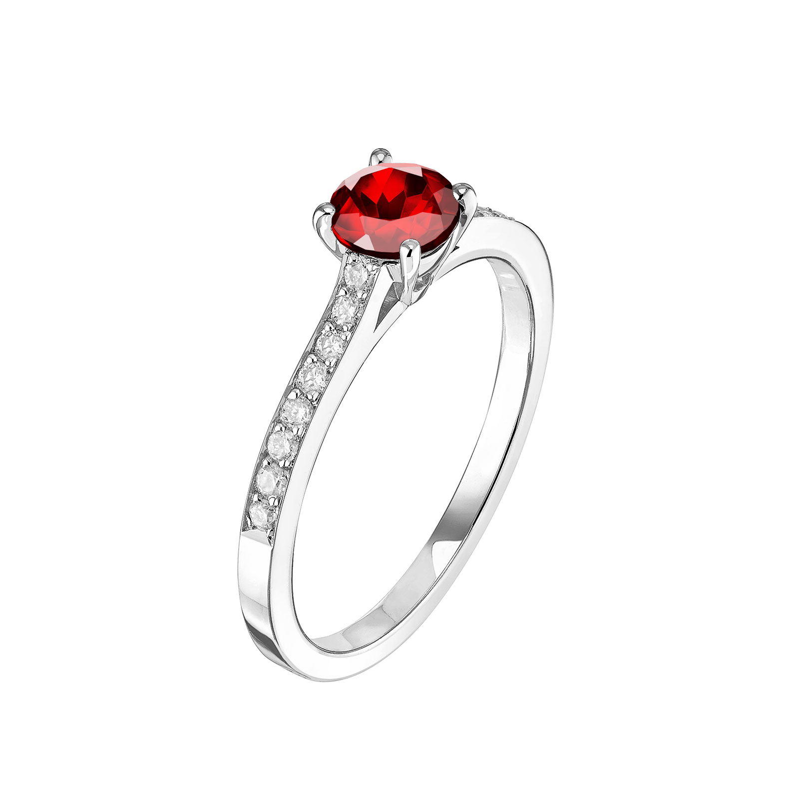 Ring White gold Garnet and diamonds Little Lady Pavée 1