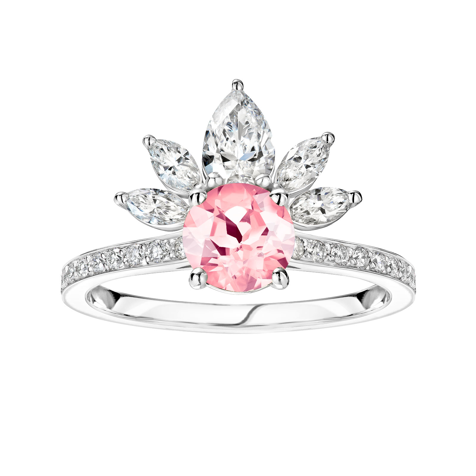 Ring White gold Tourmaline and diamonds EverBloom Pavée 1