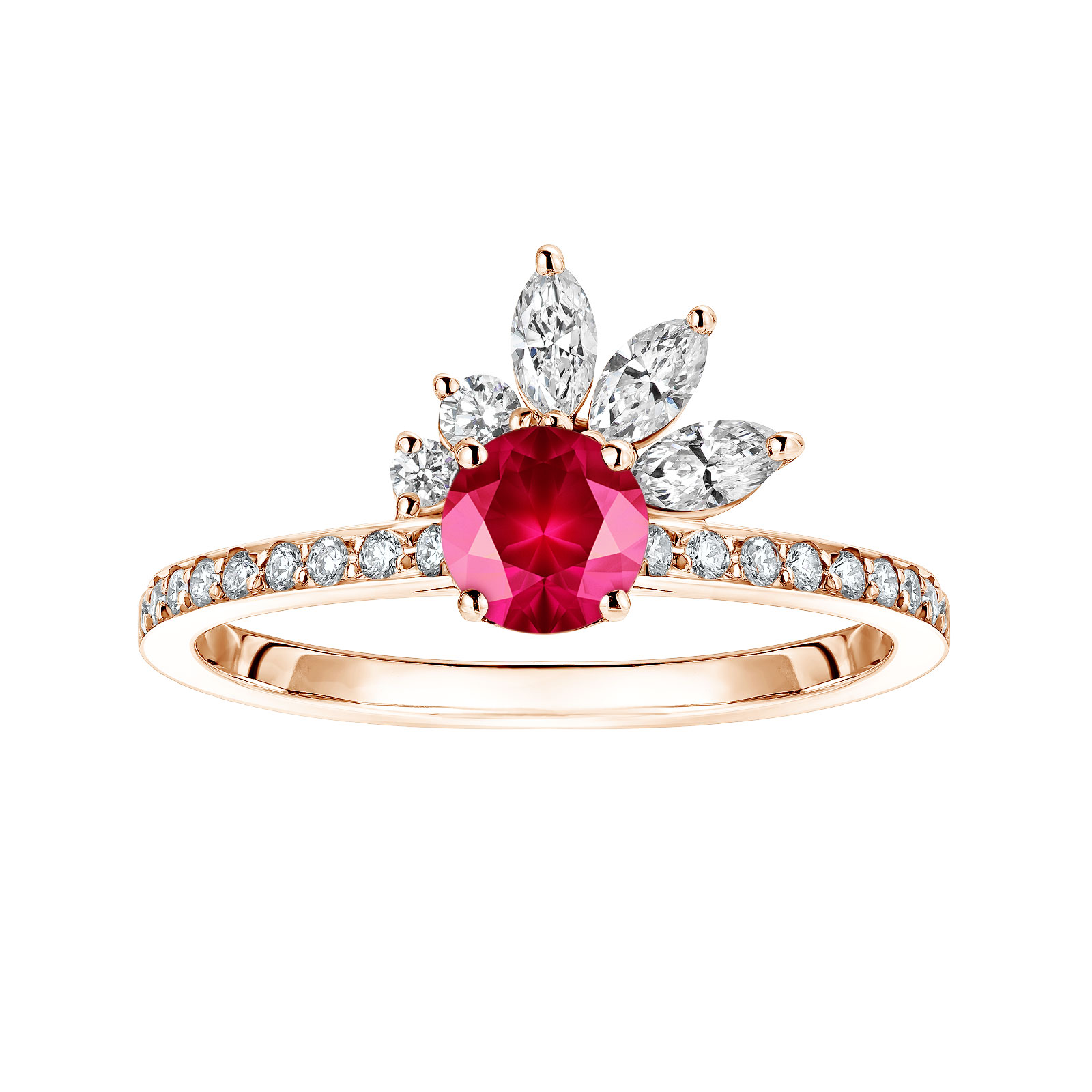 Ring Rose gold Ruby and diamonds Little EverBloom Pavée 1