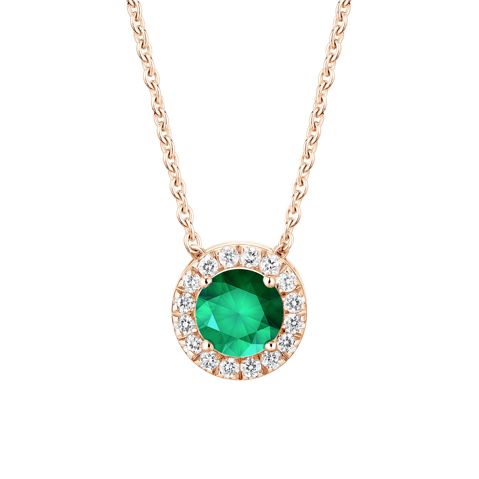 Pendant Rose gold Emerald and diamonds Rétromantique M 1