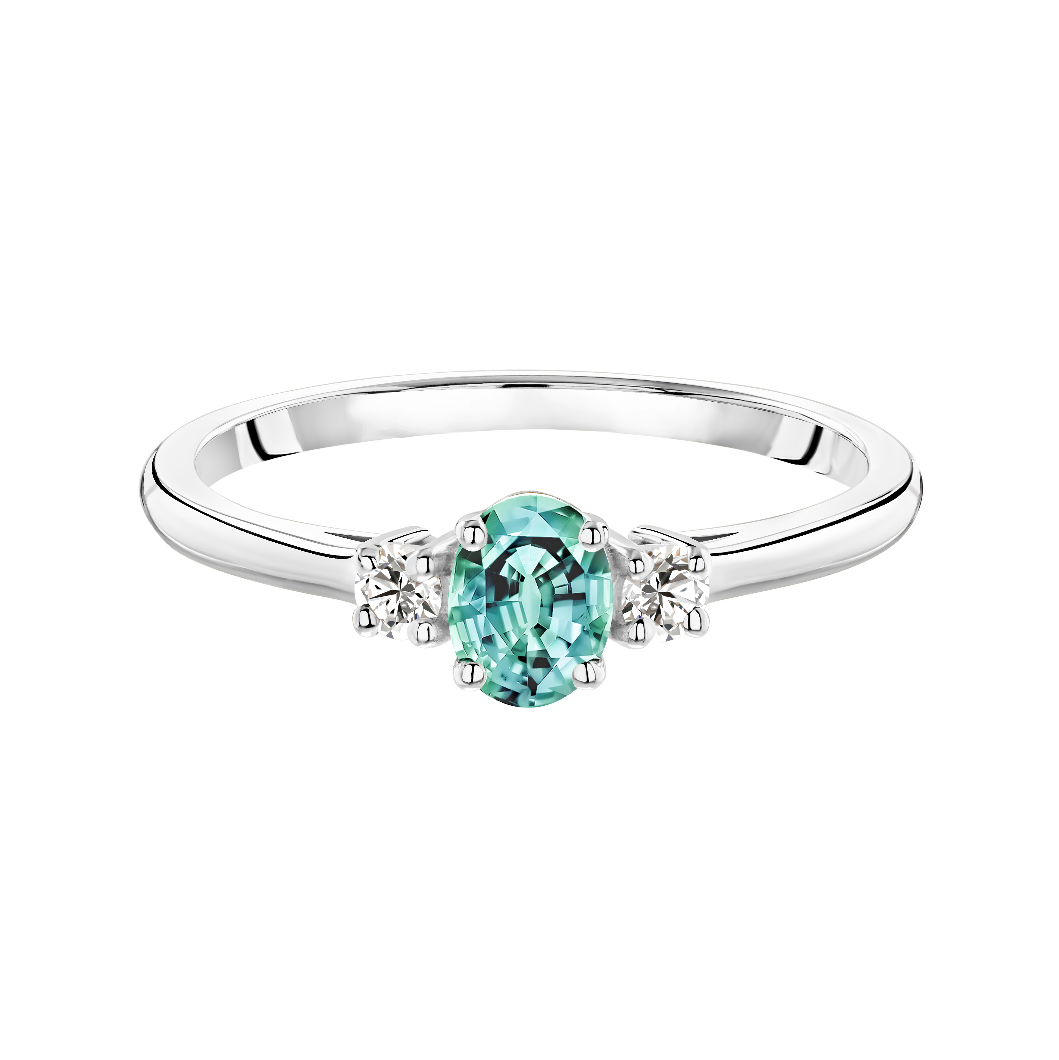 Ring White gold Mint tourmaline and diamonds Baby Lady Duo Ovale 1