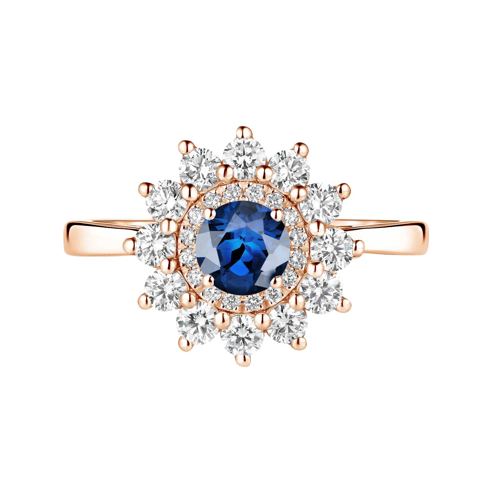 Ring Rose gold Sapphire and diamonds Lefkos 5 mm 1