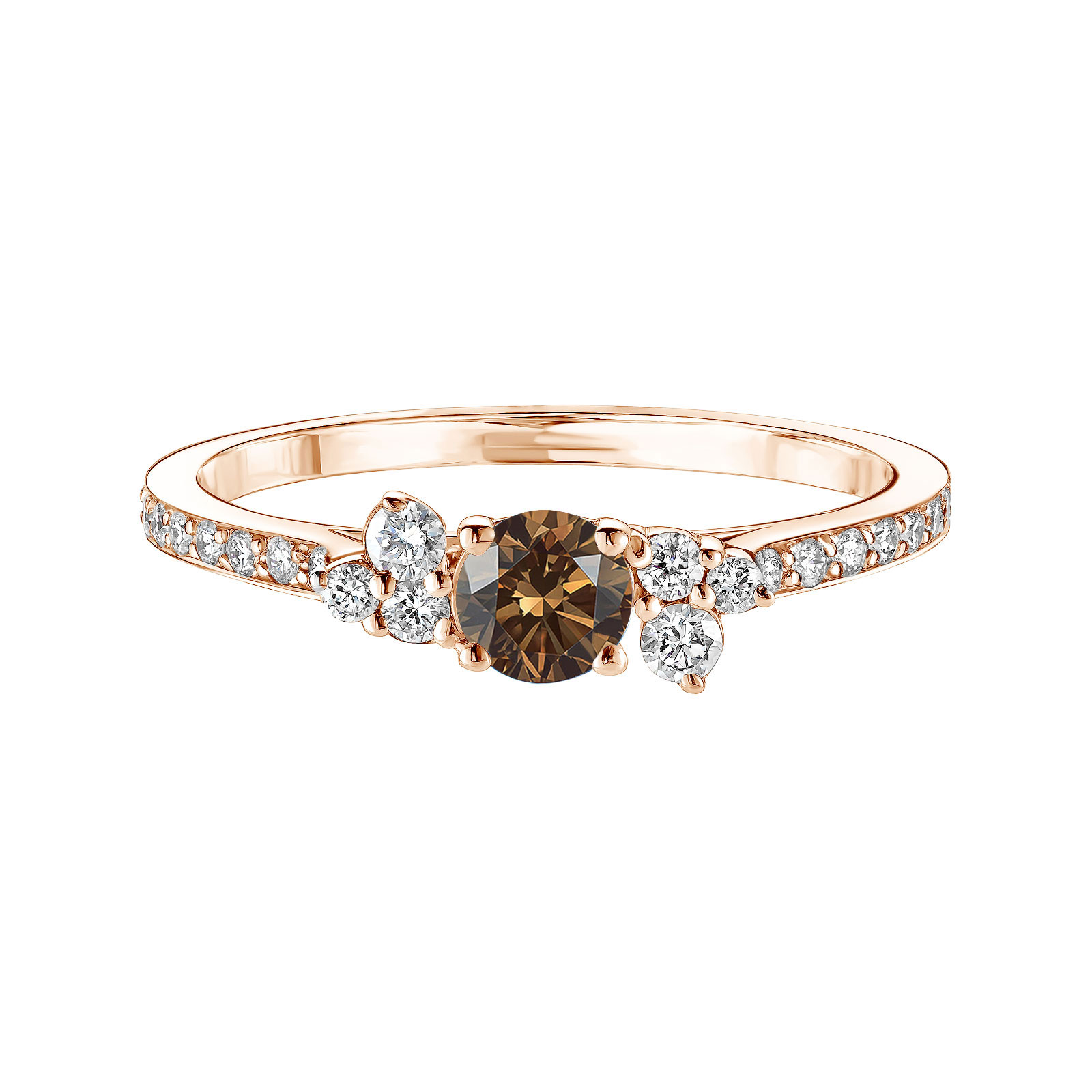 Ring Roségold Diamant-Schokolade und diamanten Baby EverBloom Pavée 1