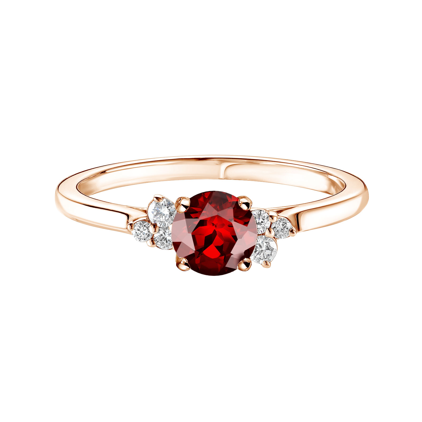 Ring Rose gold Garnet and diamonds Baby EverBloom 5 mm 1