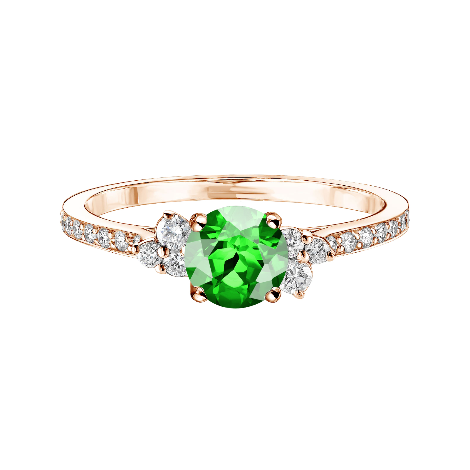 Ring Rose gold Tsavorite and diamonds Baby EverBloom 5 mm Pavée 1