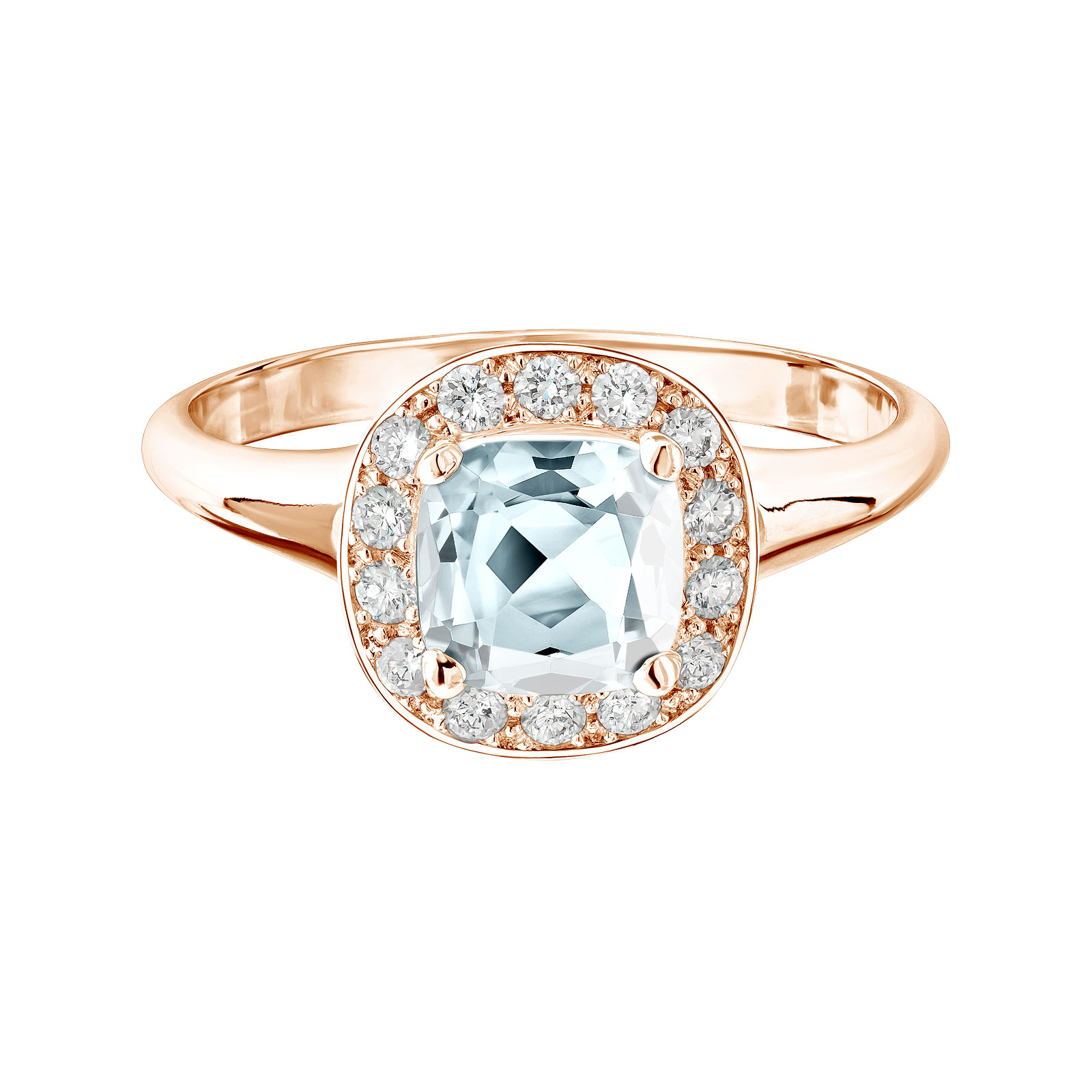 Ring Rose gold Aquamarine and diamonds Mada 1
