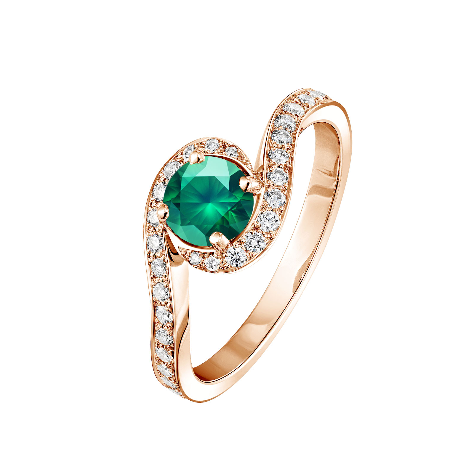 Ring Rose gold Emerald and diamonds Amelia 1