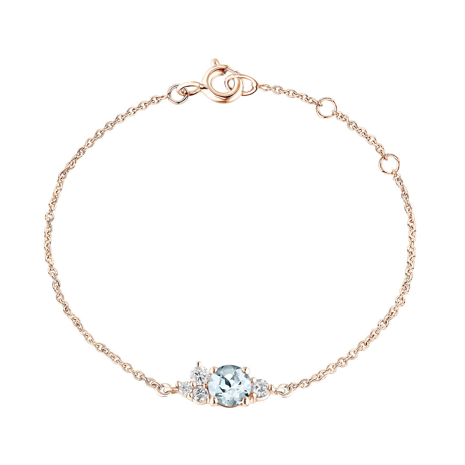 Bracelet Rose gold Aquamarine and diamonds Baby EverBloom 1