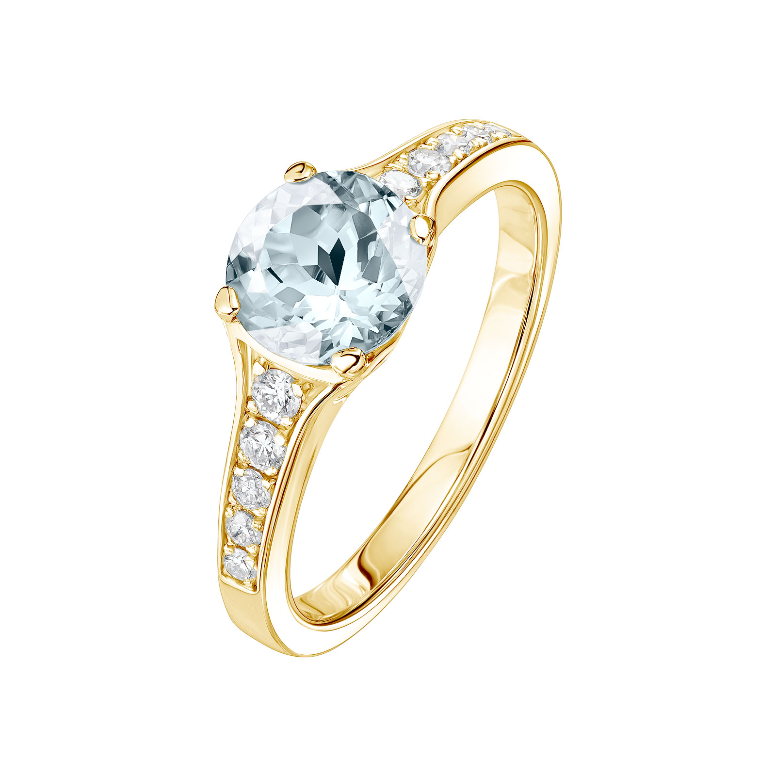Ring Yellow gold Aquamarine and diamonds Victoria 1