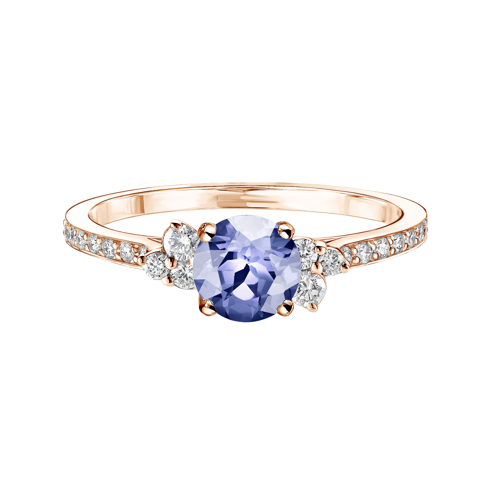 Ring Rose gold Tanzanite and diamonds Baby EverBloom 5 mm Pavée 1