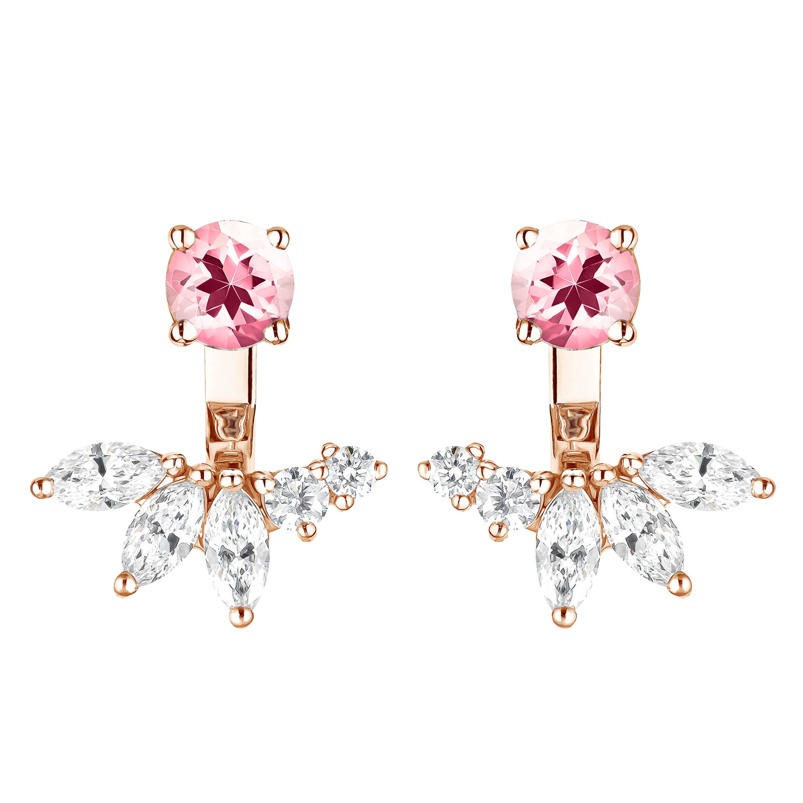 Boucles d'oreilles Or rose Tourmaline et diamants EverBloom Symétriques 1