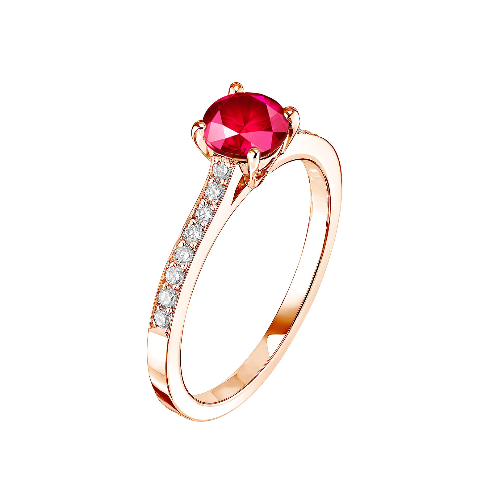 Ring Rose gold Ruby and diamonds Lady Pavée 1