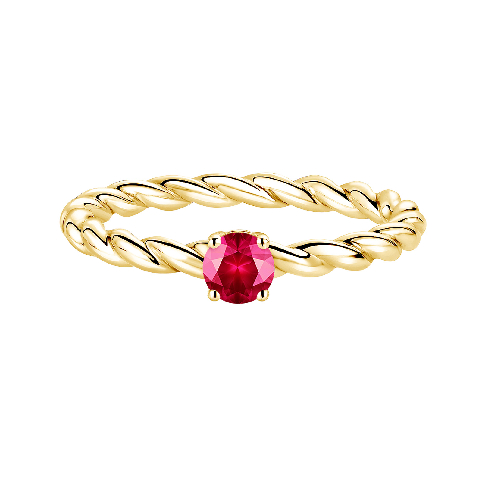 Ring Yellow gold Ruby and diamonds Capucine 4 mm 1