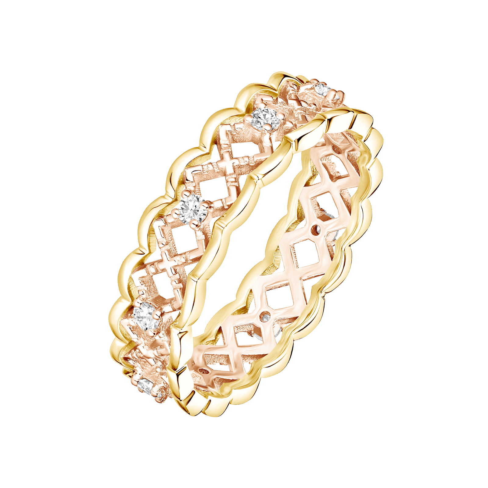 Ring Rose and yellow gold Diamond RétroMilano Uno S 1