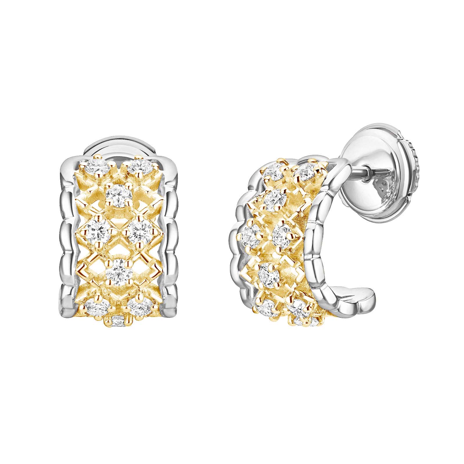 Earrings Yellow and white gold Diamond RétroMilano 1