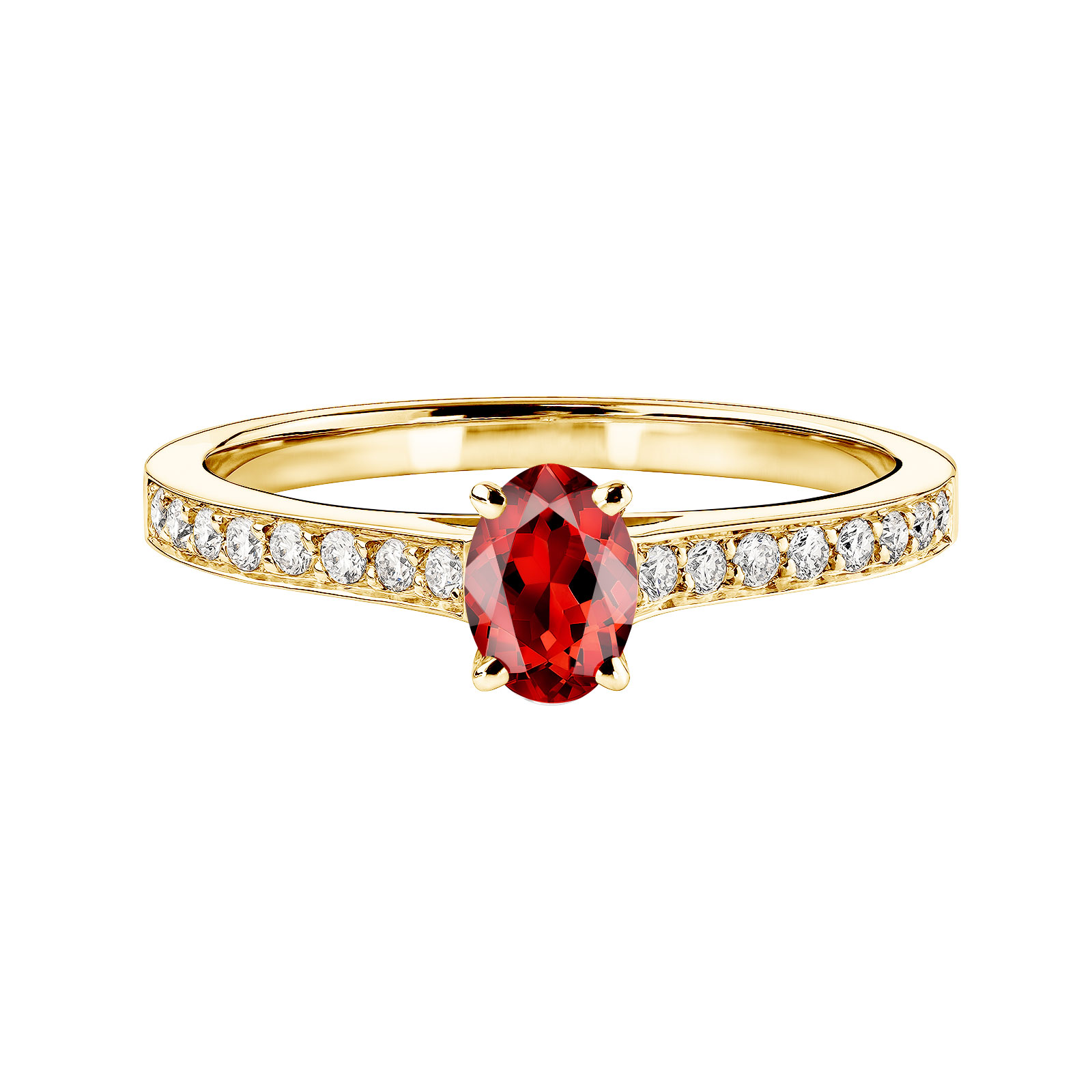 Ring Yellow gold Garnet and diamonds Lady Ovale Pavée 1