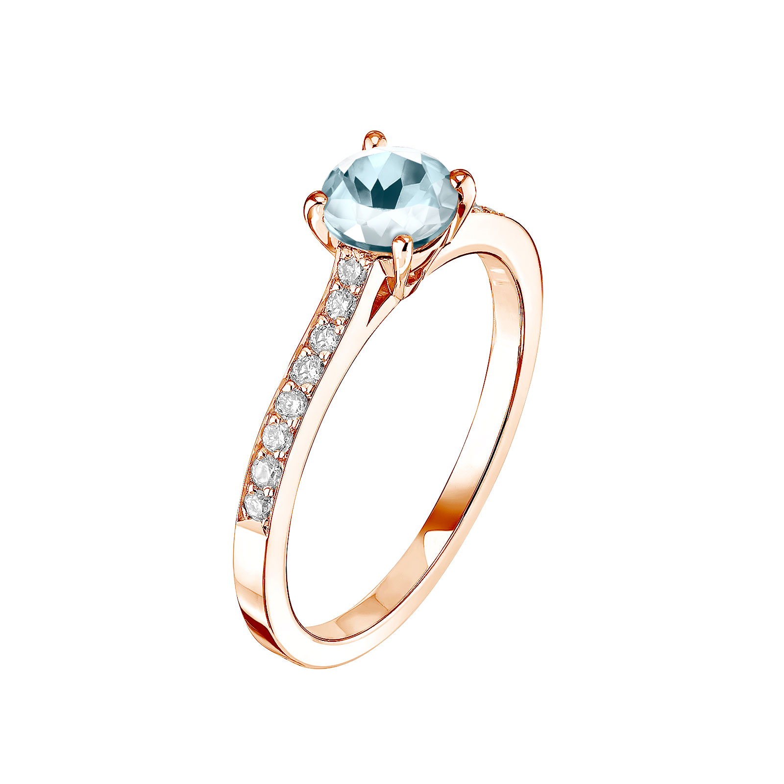 Ring Rose gold Aquamarine and diamonds Lady Pavée 1