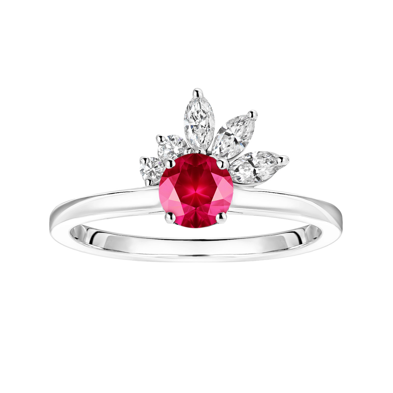 Ring Platinum Ruby and diamonds Little EverBloom 1