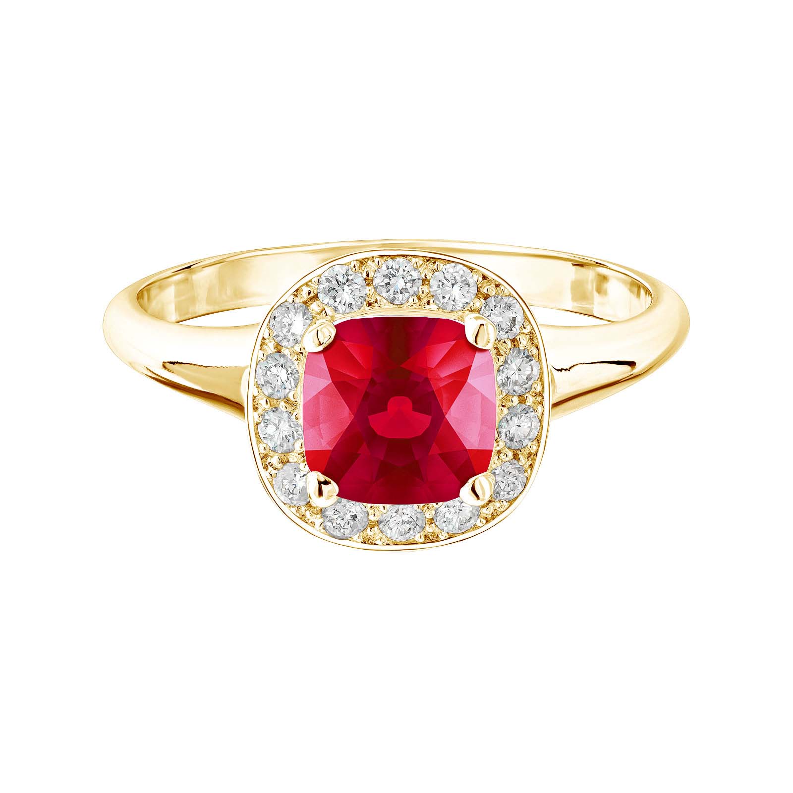 Ring Yellow gold Ruby and diamonds Mada 1