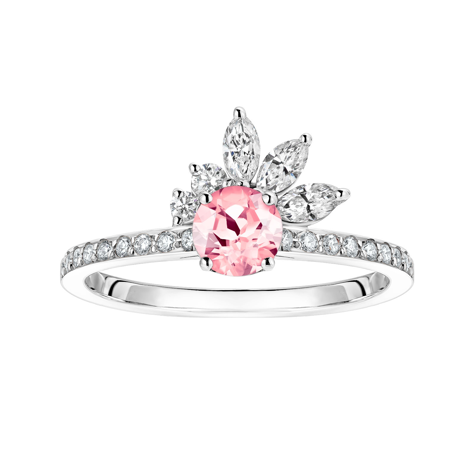 Ring White gold Tourmaline and diamonds Little EverBloom Pavée 1