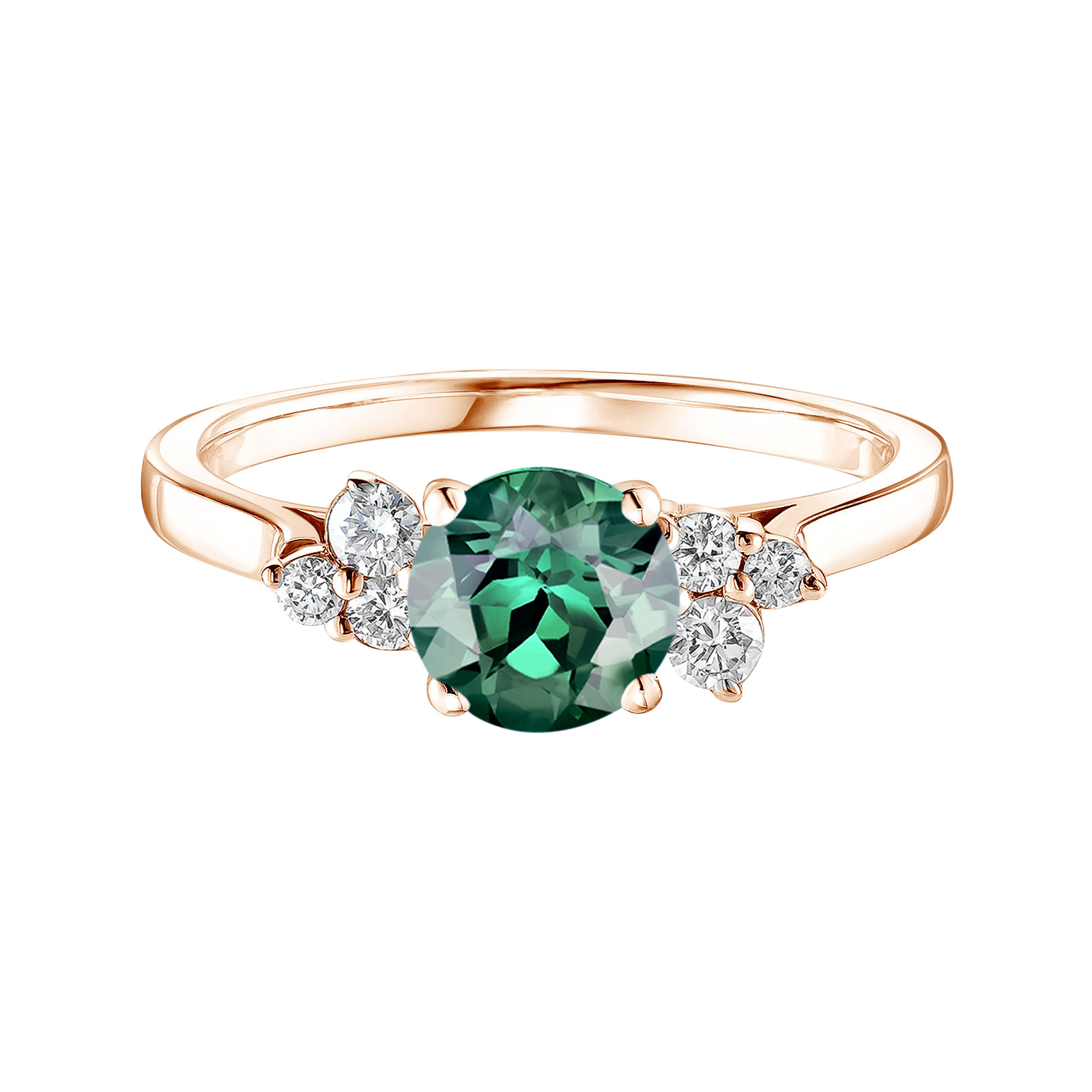 Bague Or rose Tourmaline Verte et diamants Baby EverBloom 6 mm 1