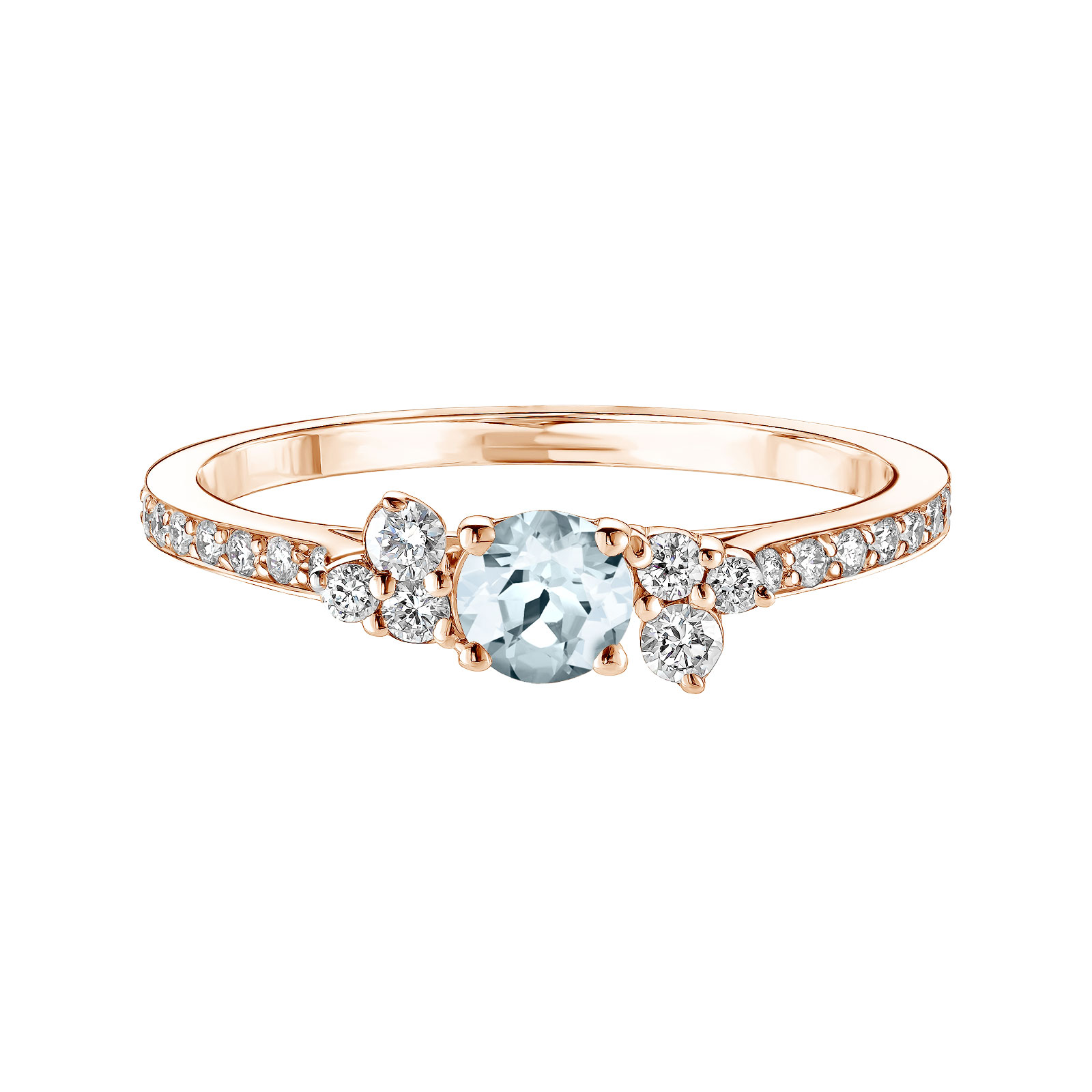 Ring Rose gold Aquamarine and diamonds Baby EverBloom Pavée 1