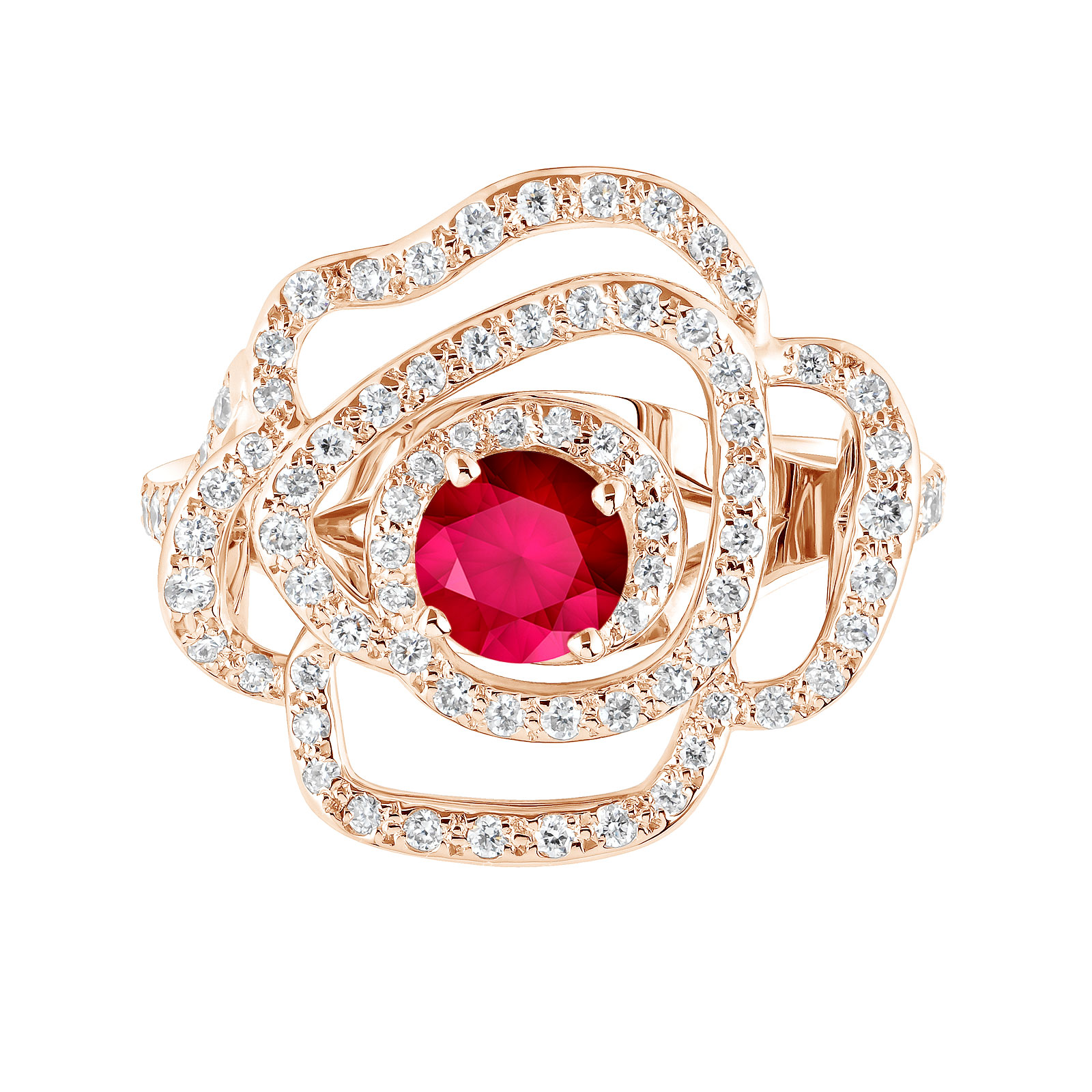 Ring Rose gold Ruby and diamonds PrimaRosa Alta 1