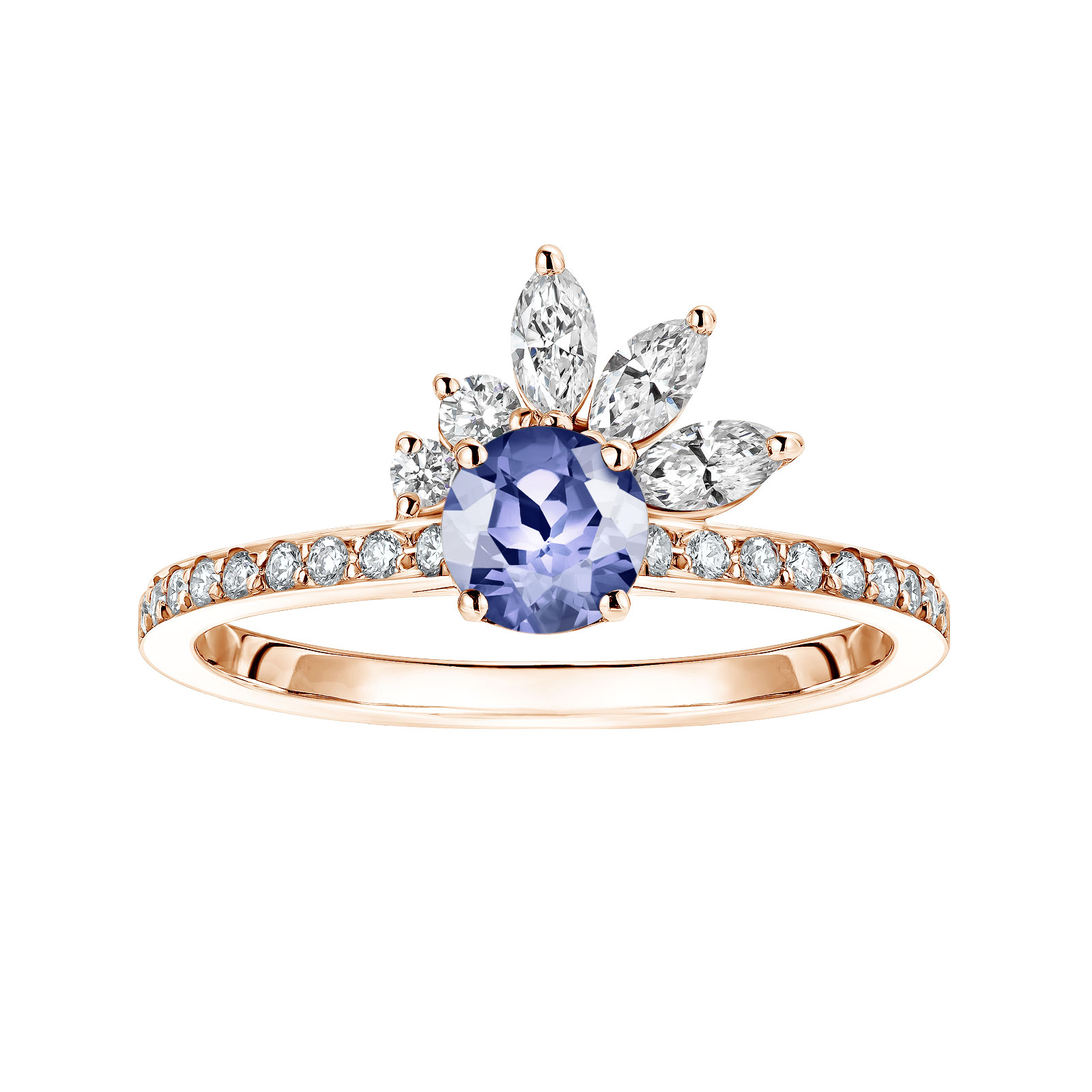 Ring Rose gold Tanzanite and diamonds Little EverBloom Pavée 1