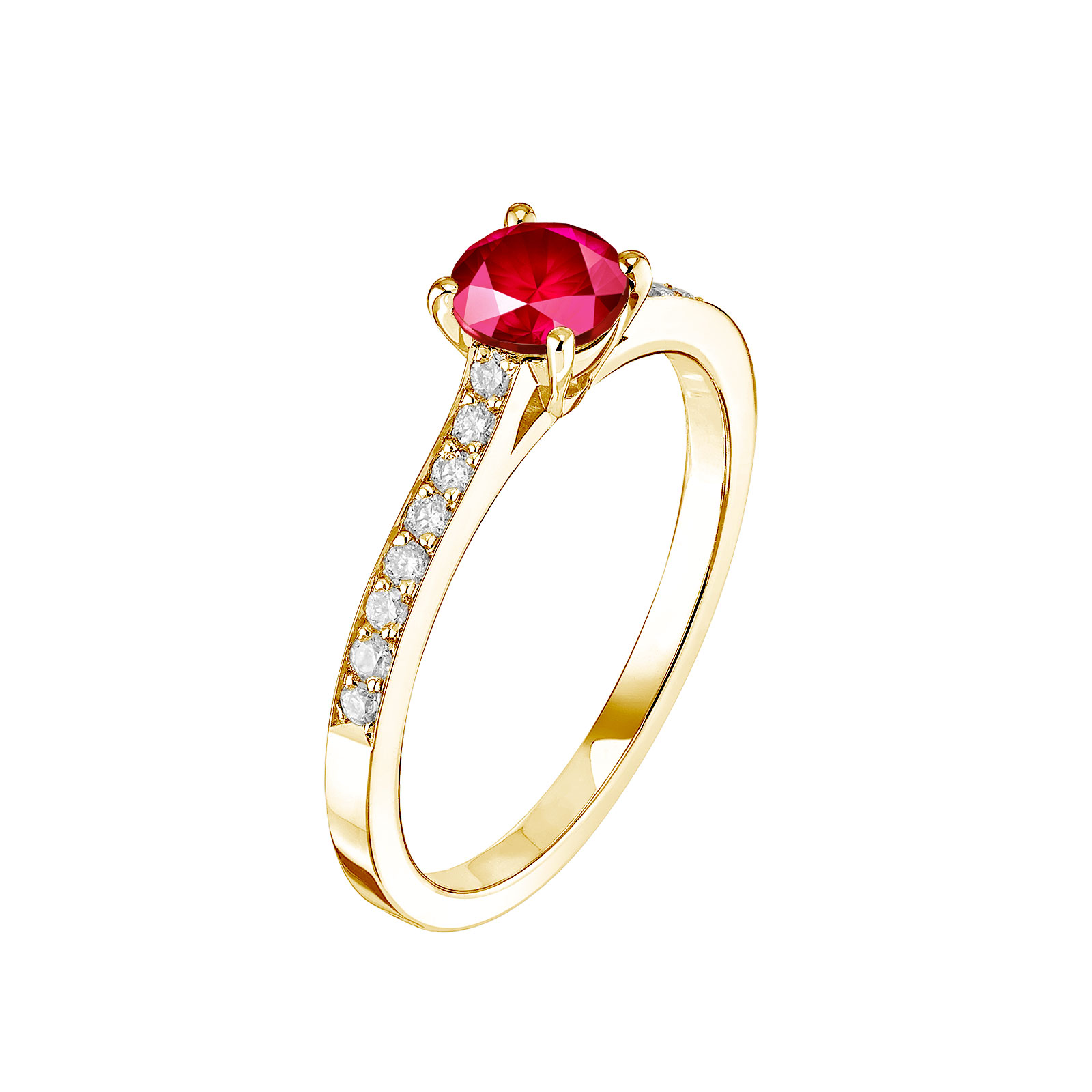 Ring Yellow gold Ruby and diamonds Little Lady Pavée 1